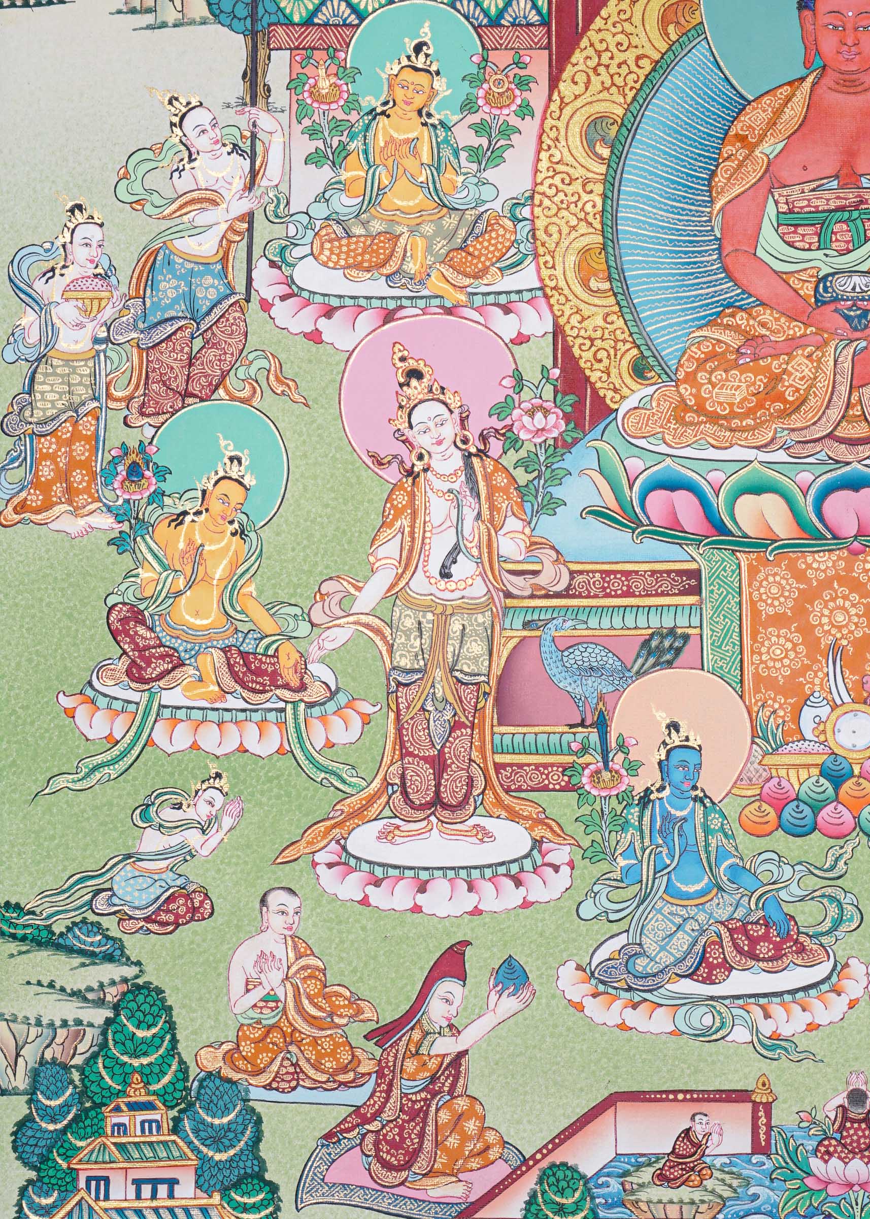 Handpainted Amitabha Temple - Tibetan Thangka