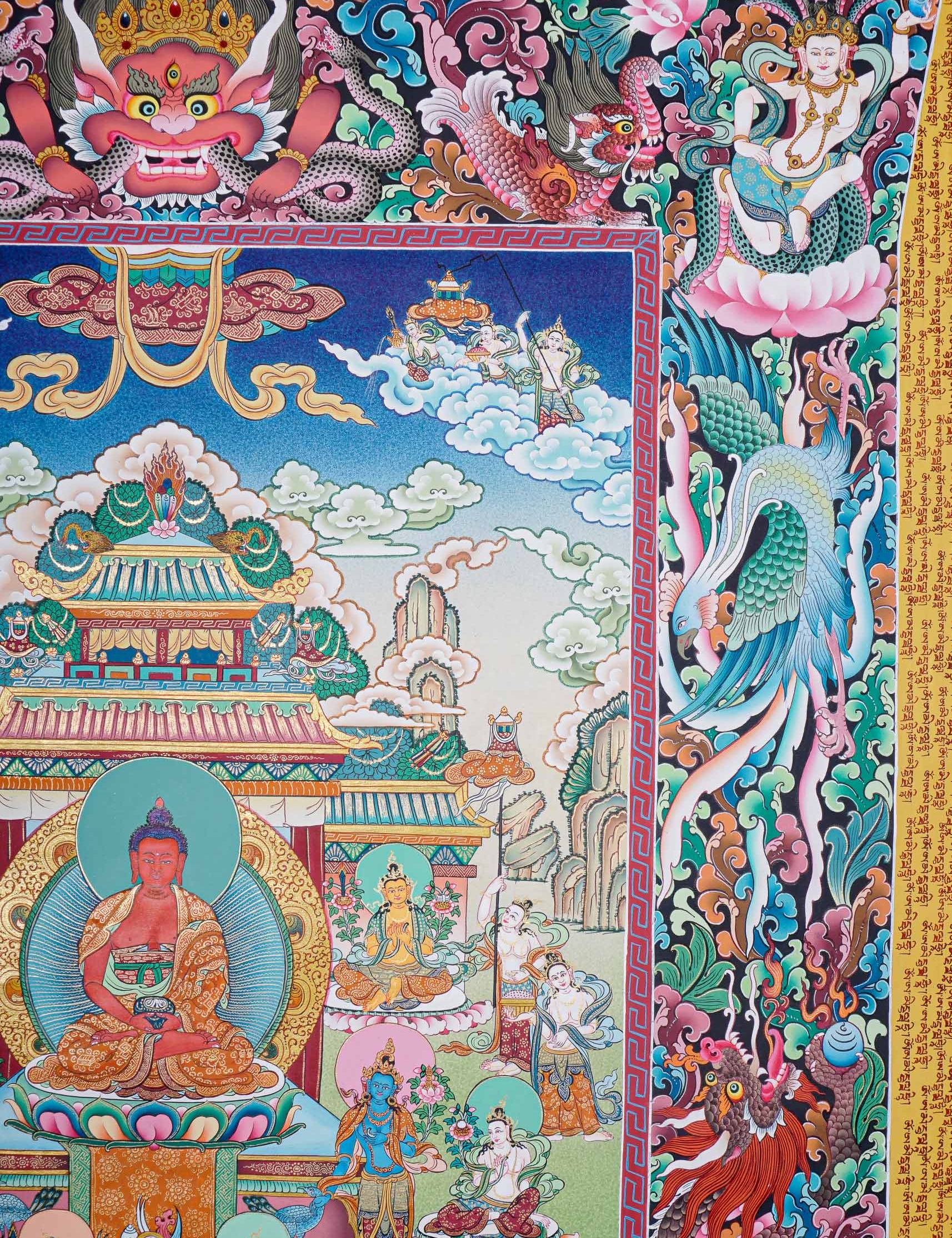 Handpainted Amitabha Temple - Tibetan Thangka