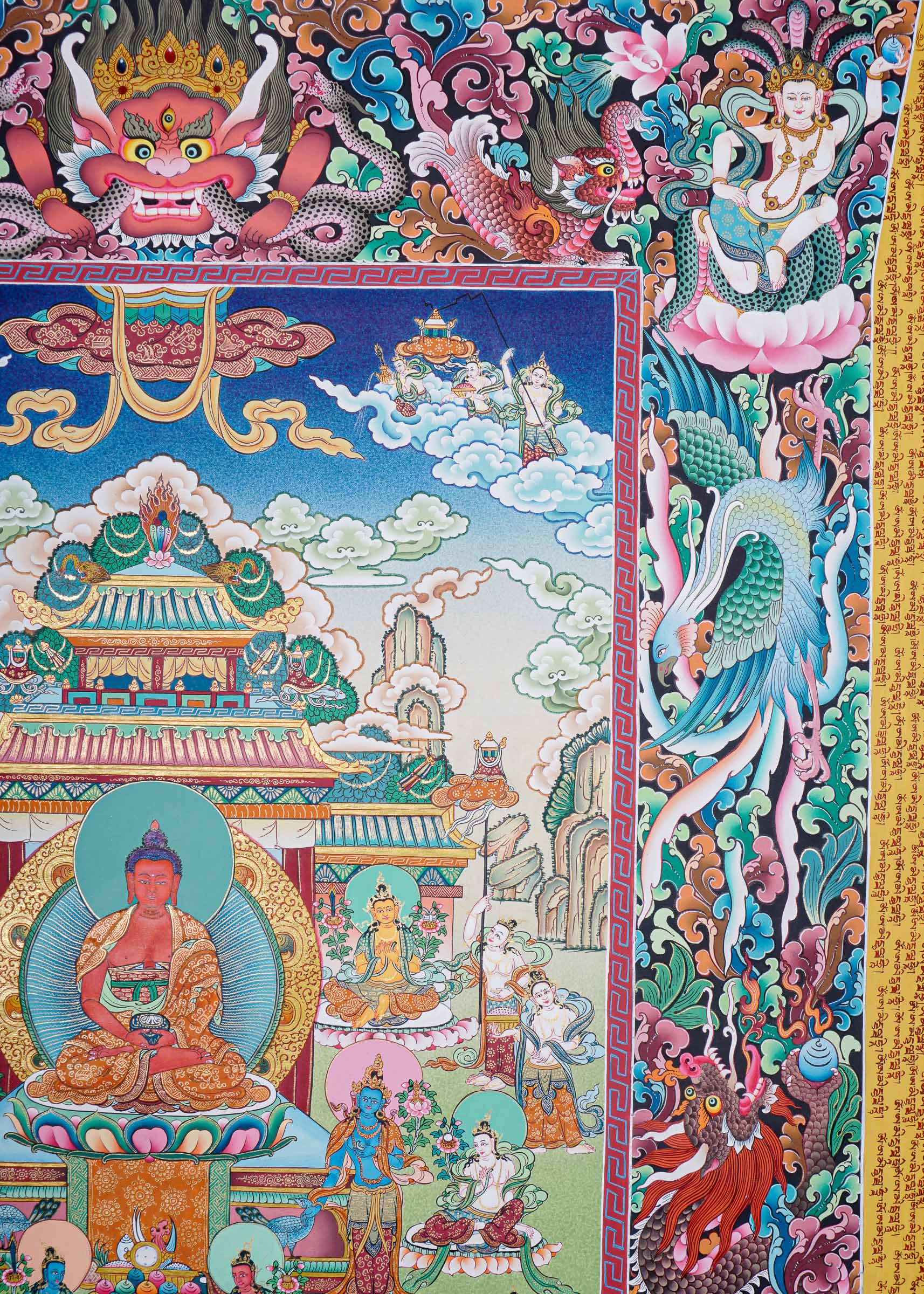 Handpainted Amitabha Temple - Tibetan Thangka