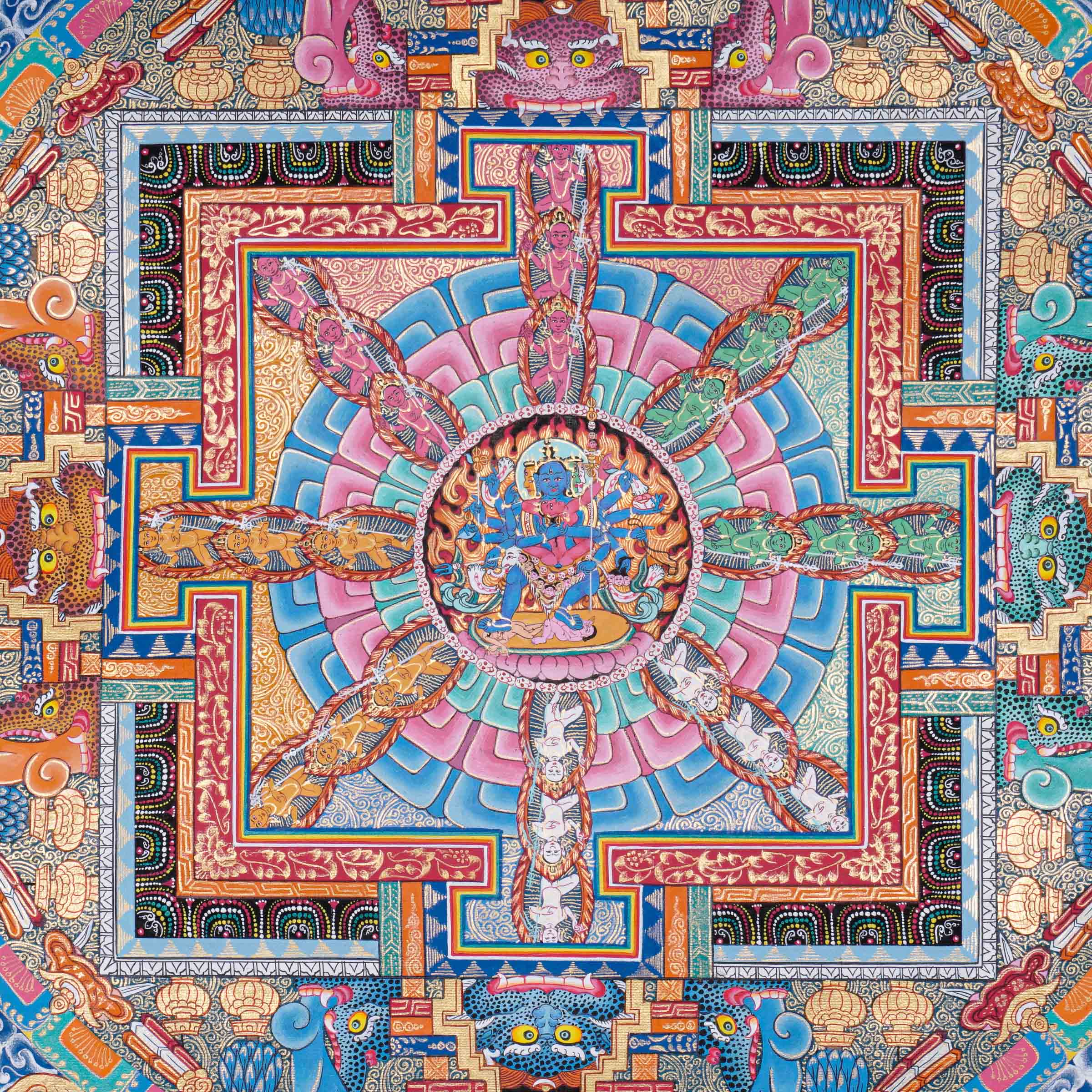 Dragon Chakrasambhara Mandala Thangka - Tibetan Painting