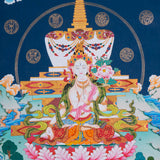 Handpainted White Tara (Stupa) Thangka - Tibetan Art