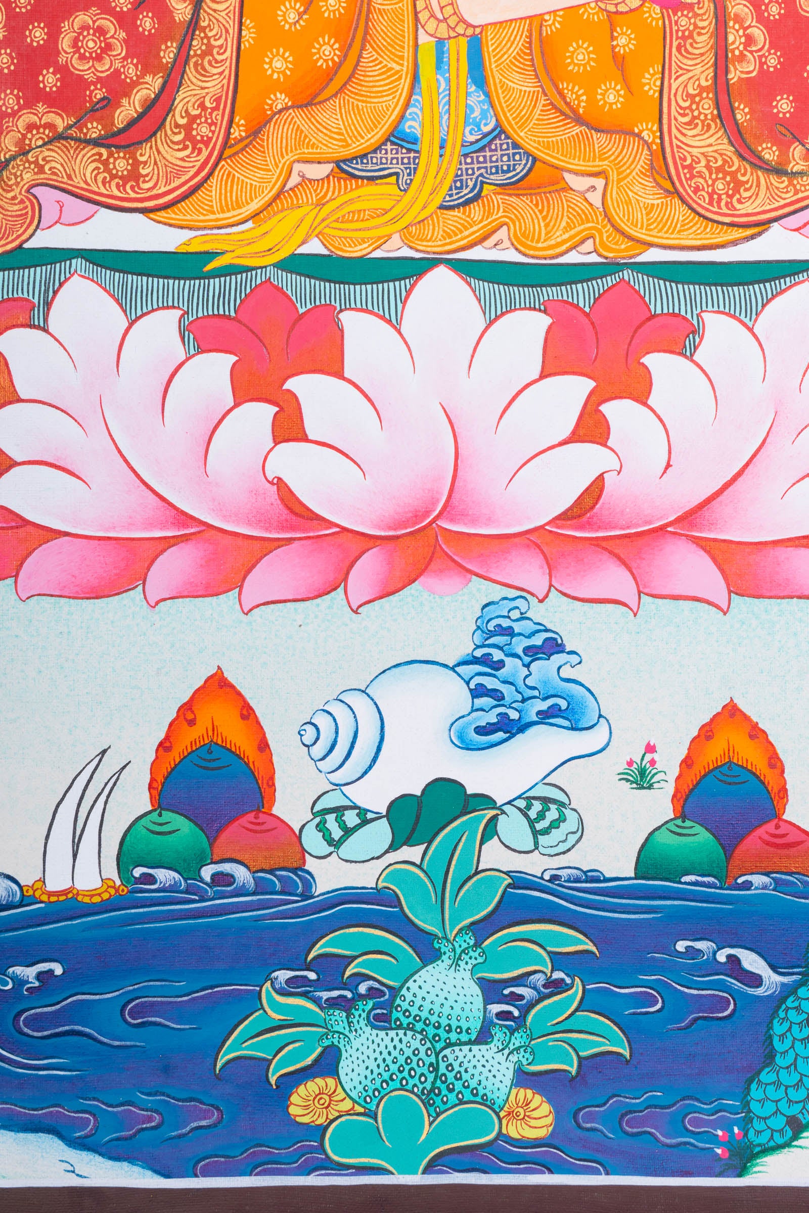 Handpainted White Tara (Stupa) Thangka - Tibetan Art