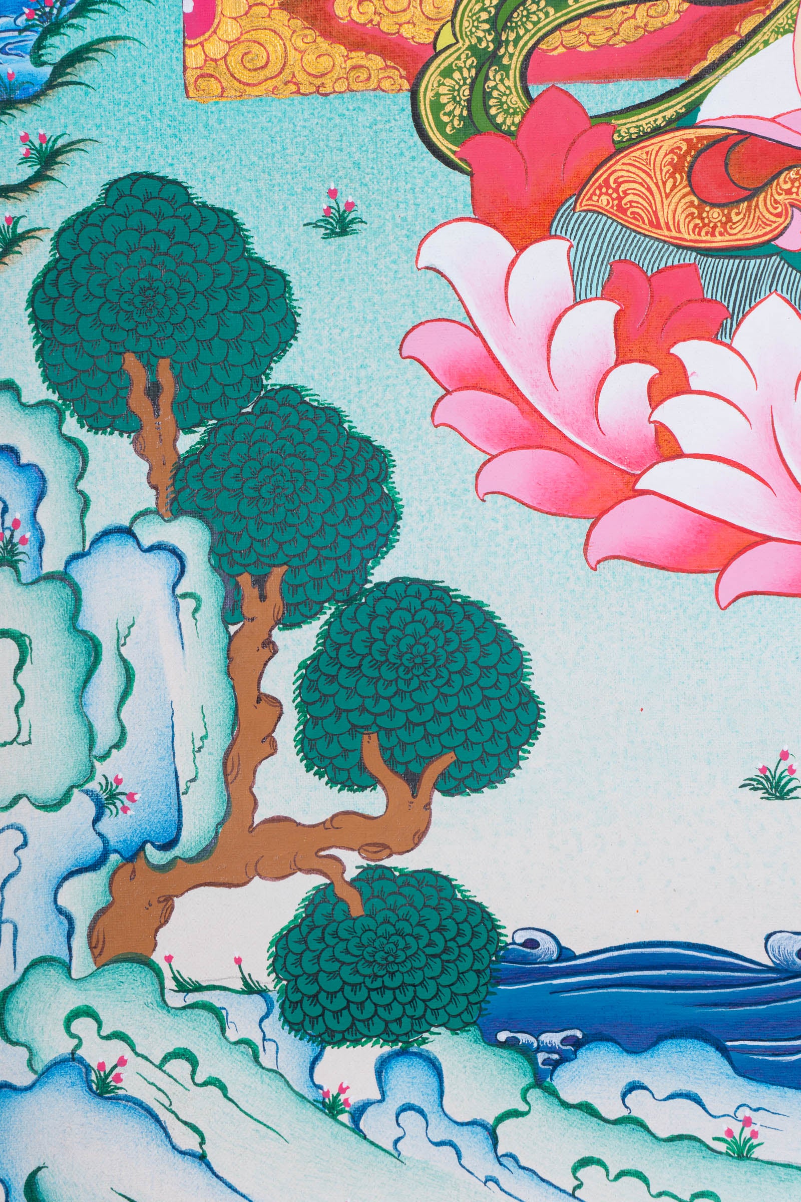 Handpainted White Tara (Stupa) Thangka - Tibetan Art