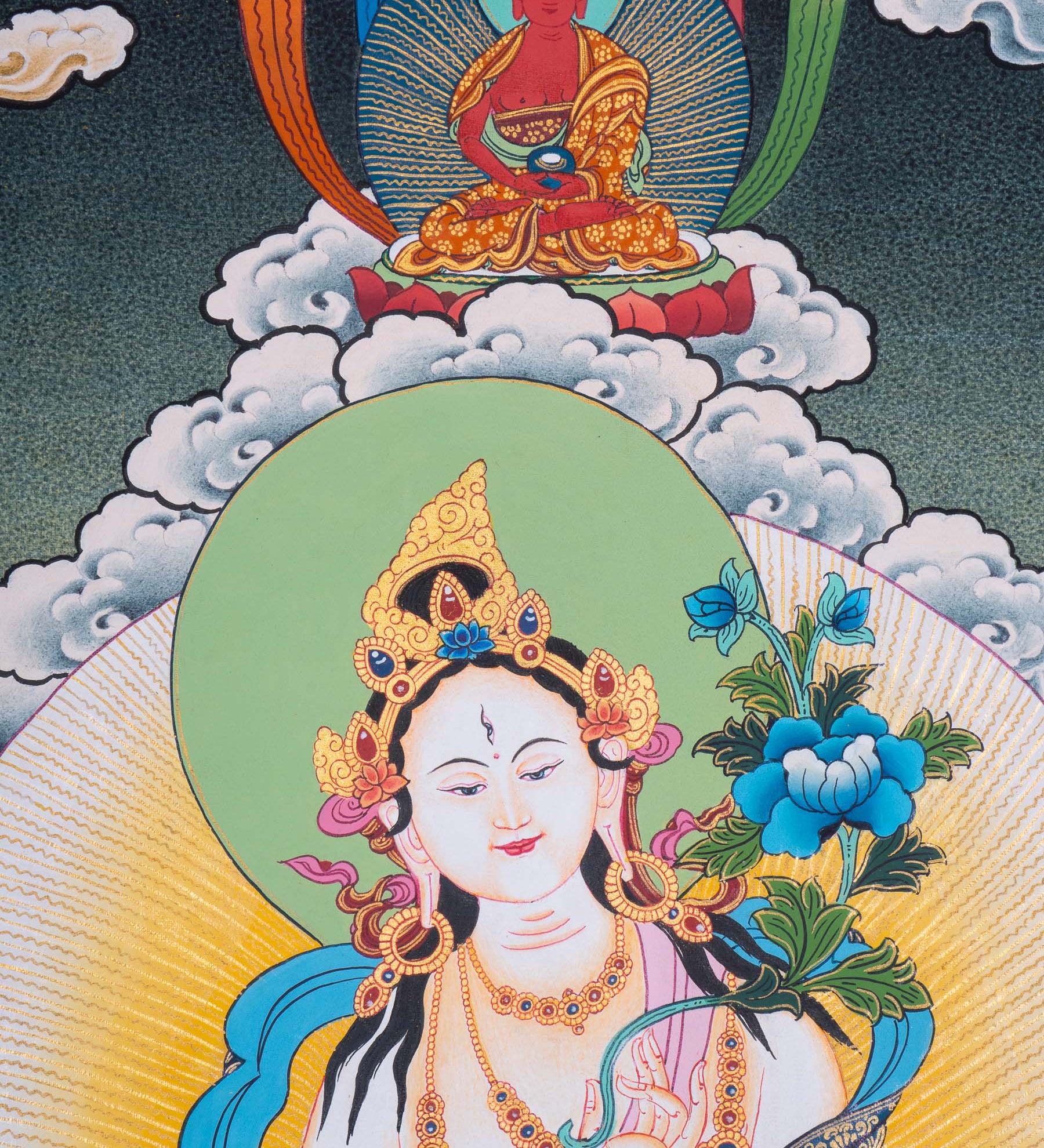 Female deity - White Tara Thangka Art