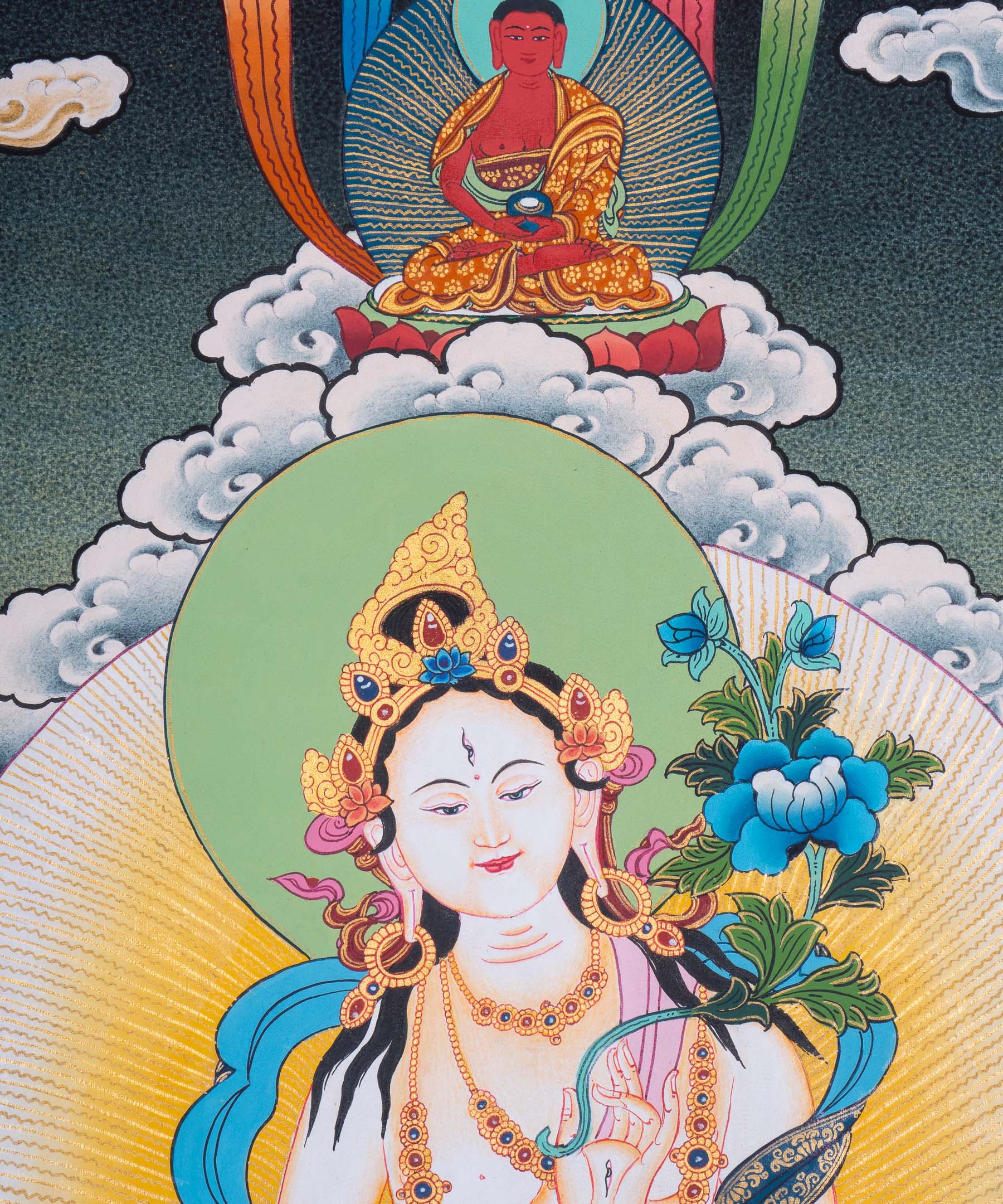 Female deity - White Tara Thangka Art