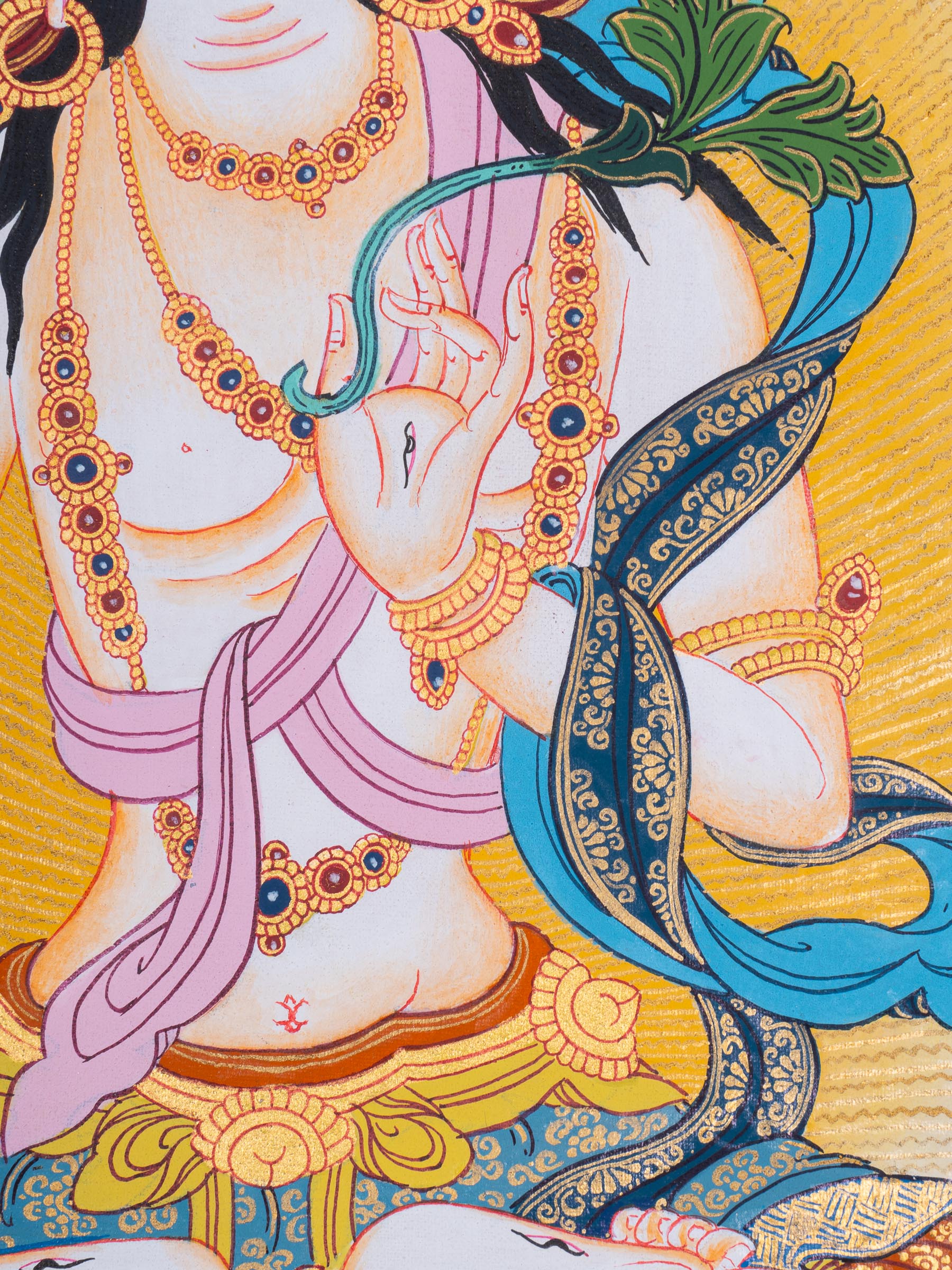 Female deity - White Tara Thangka Art