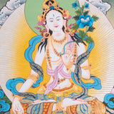 Female deity - White Tara Thangka Art