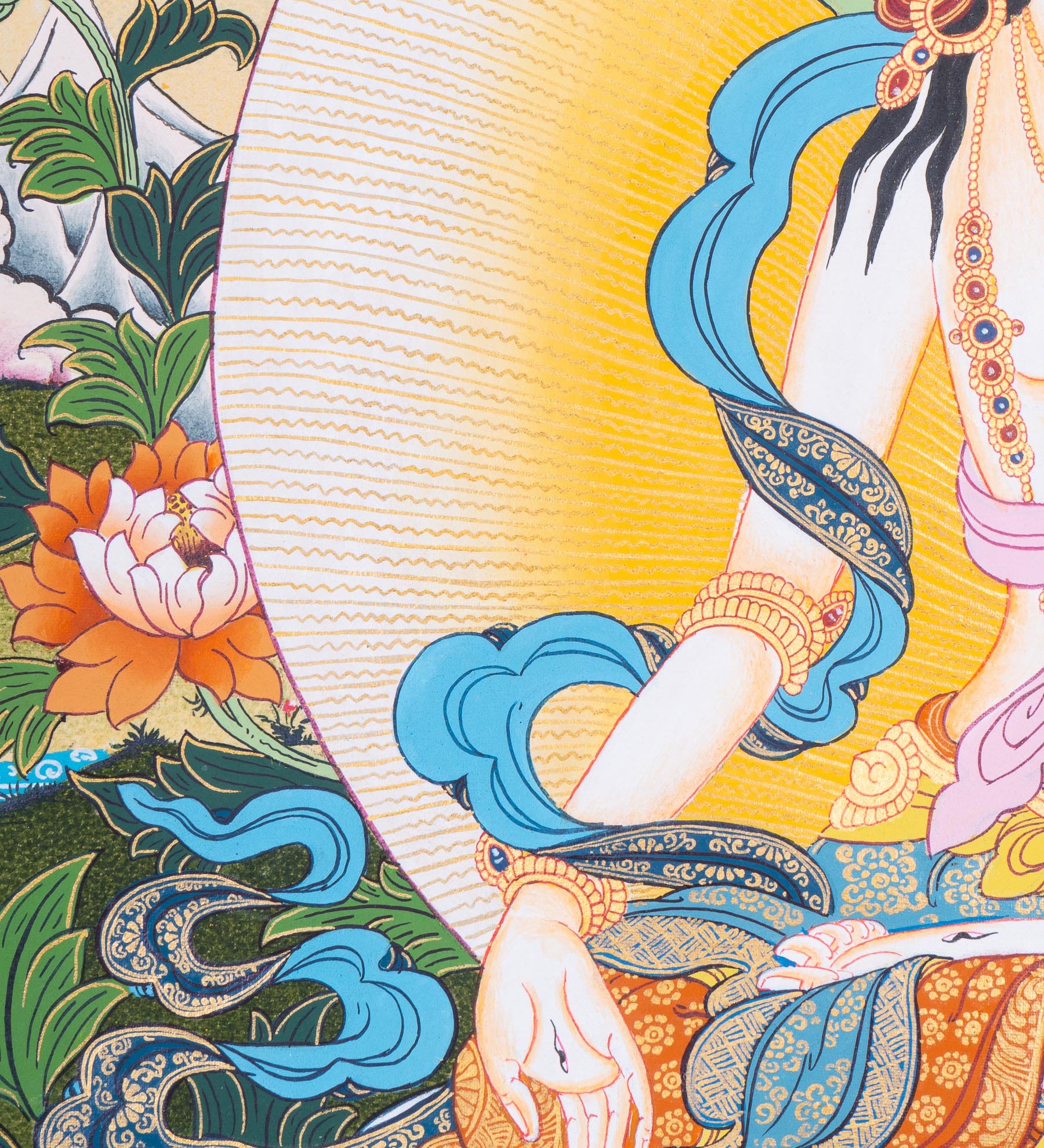 Female deity - White Tara Thangka Art