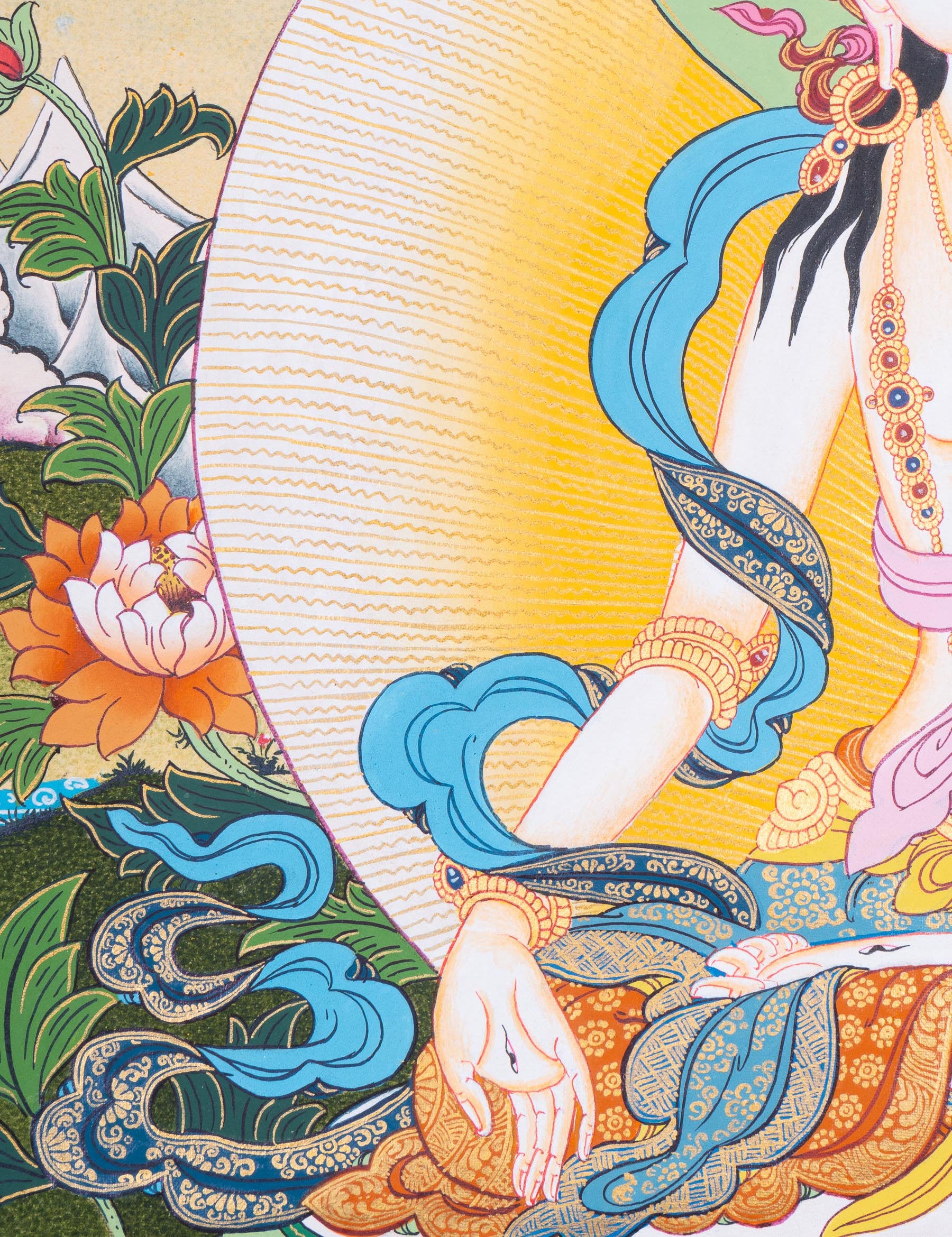 Female deity - White Tara Thangka Art