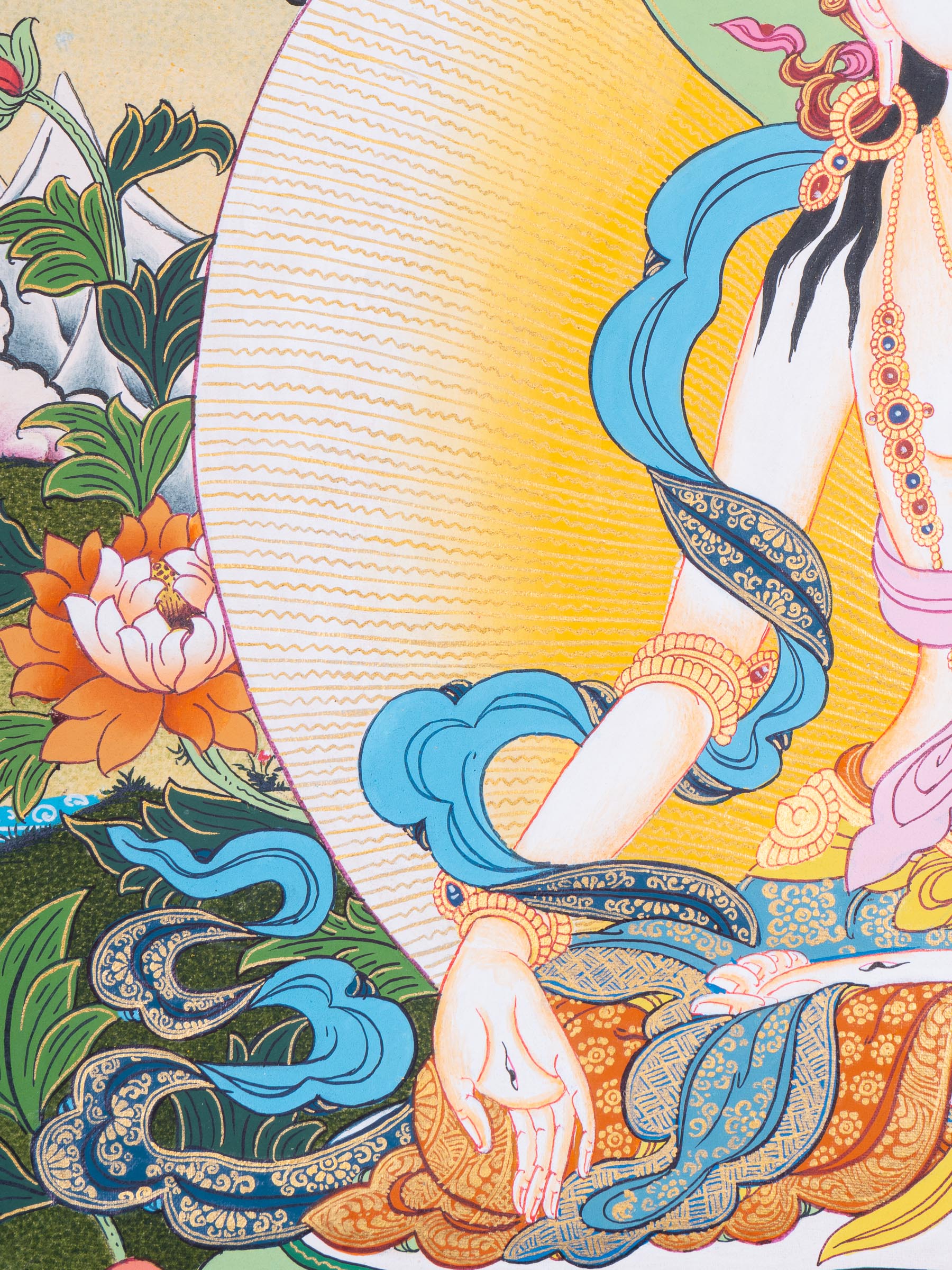 Female deity - White Tara Thangka Art