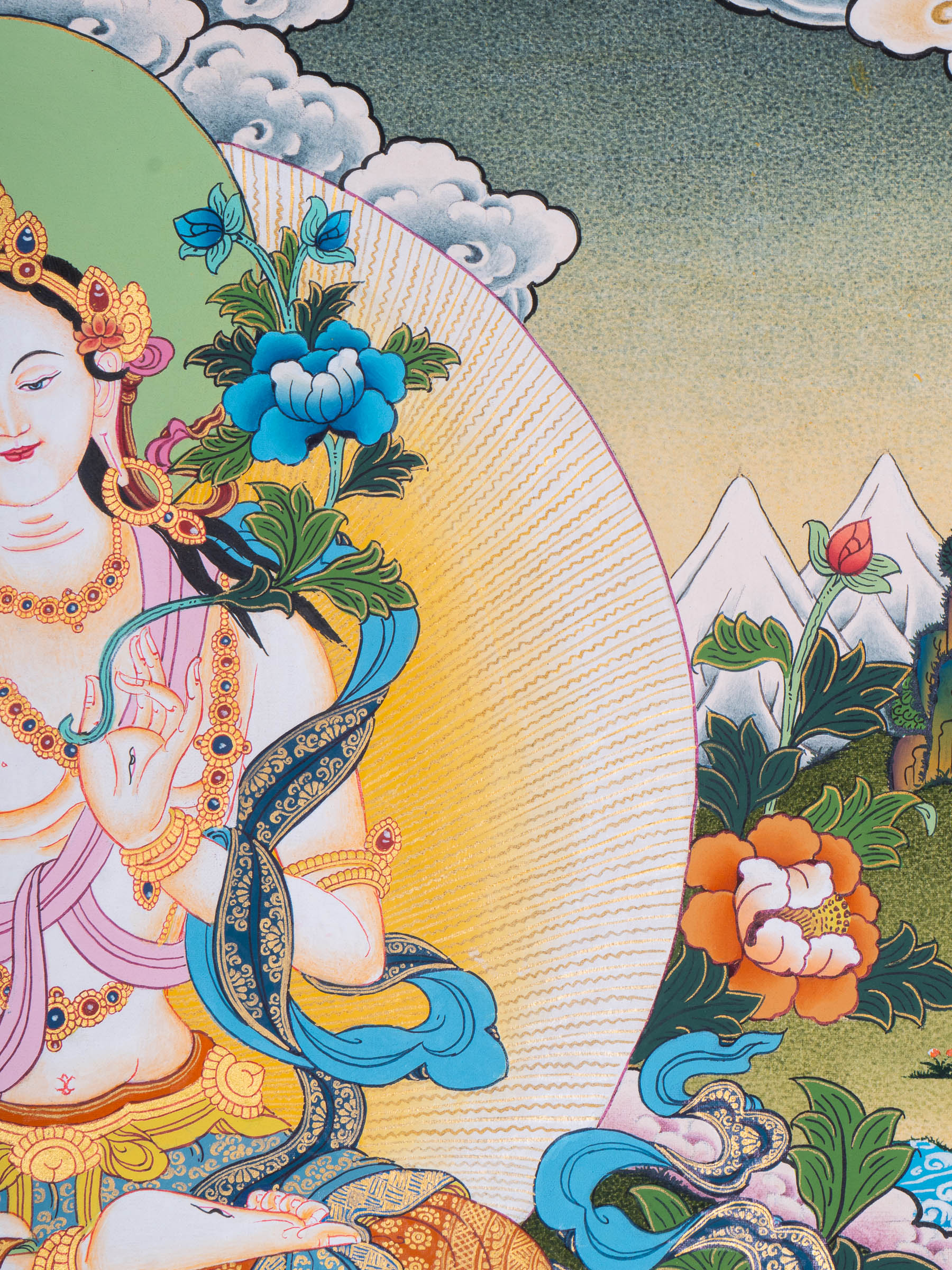 Female deity - White Tara Thangka Art