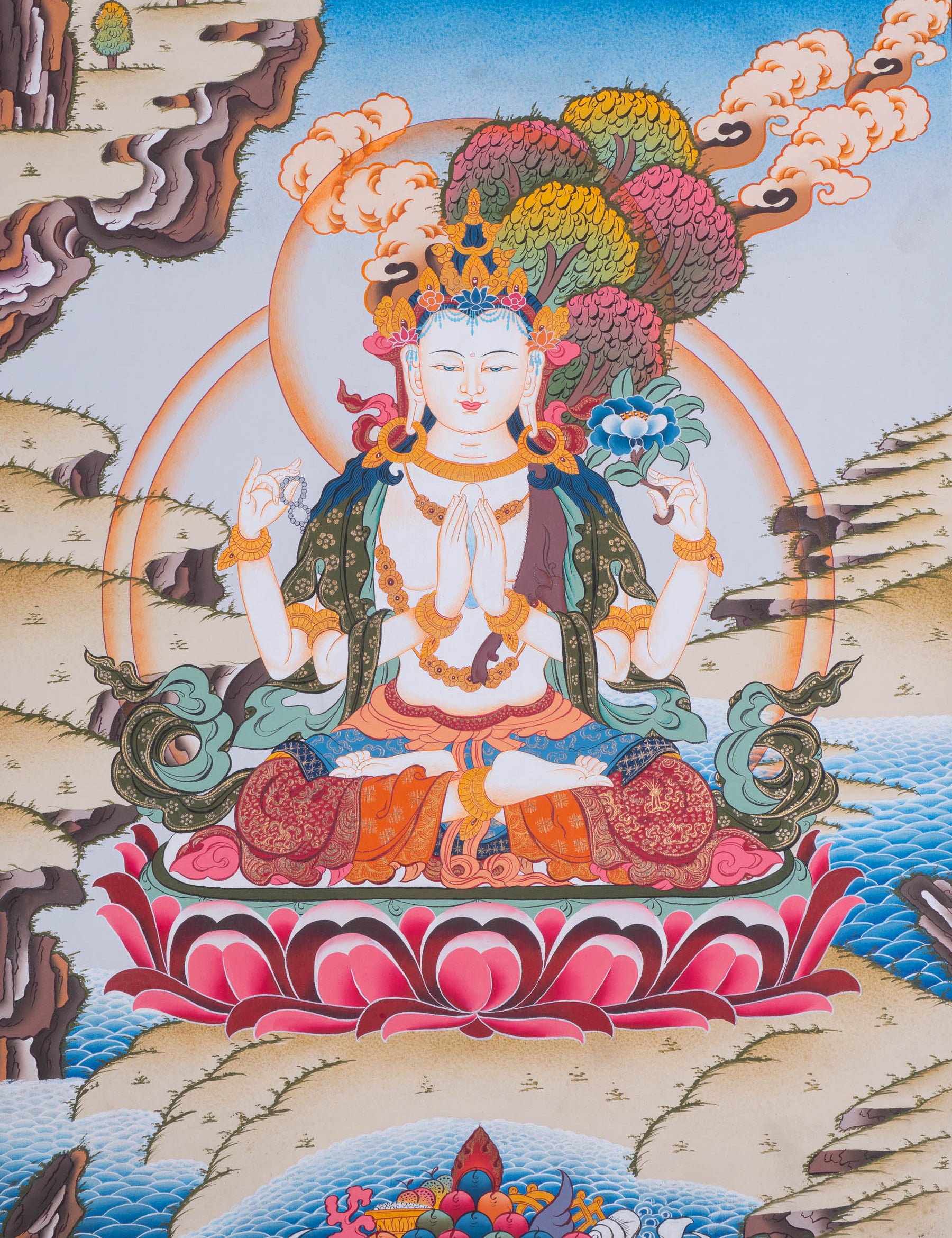 Chengresi Thangka Painting - Tibetan Buddhist Art