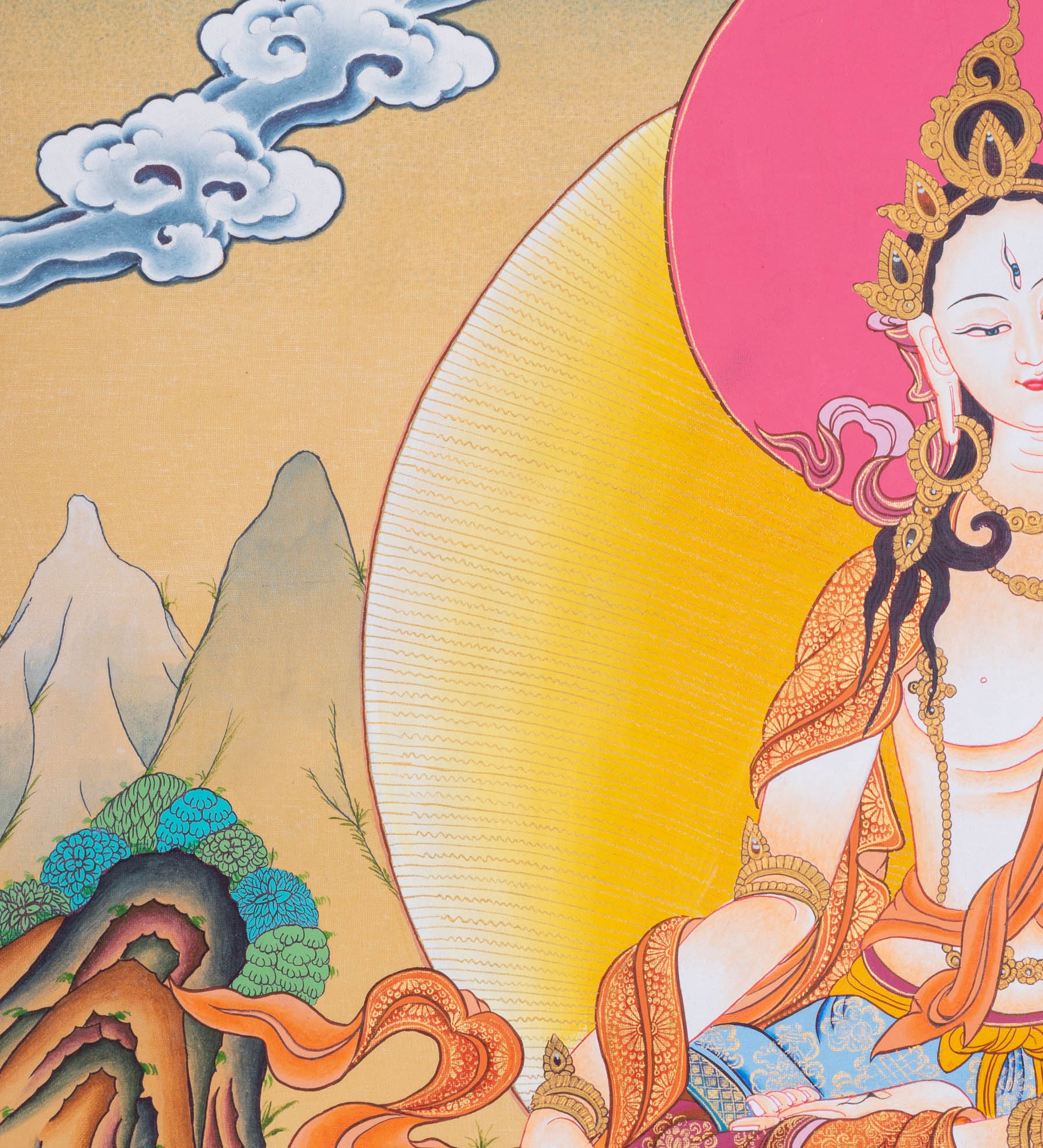 White Tara Thangka - Tibetan Painting