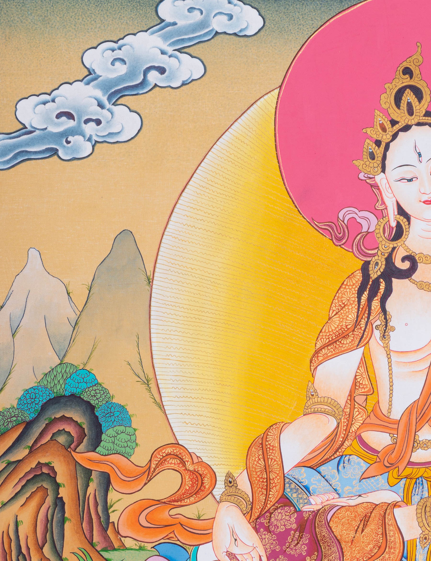 White Tara Thangka - Tibetan Painting