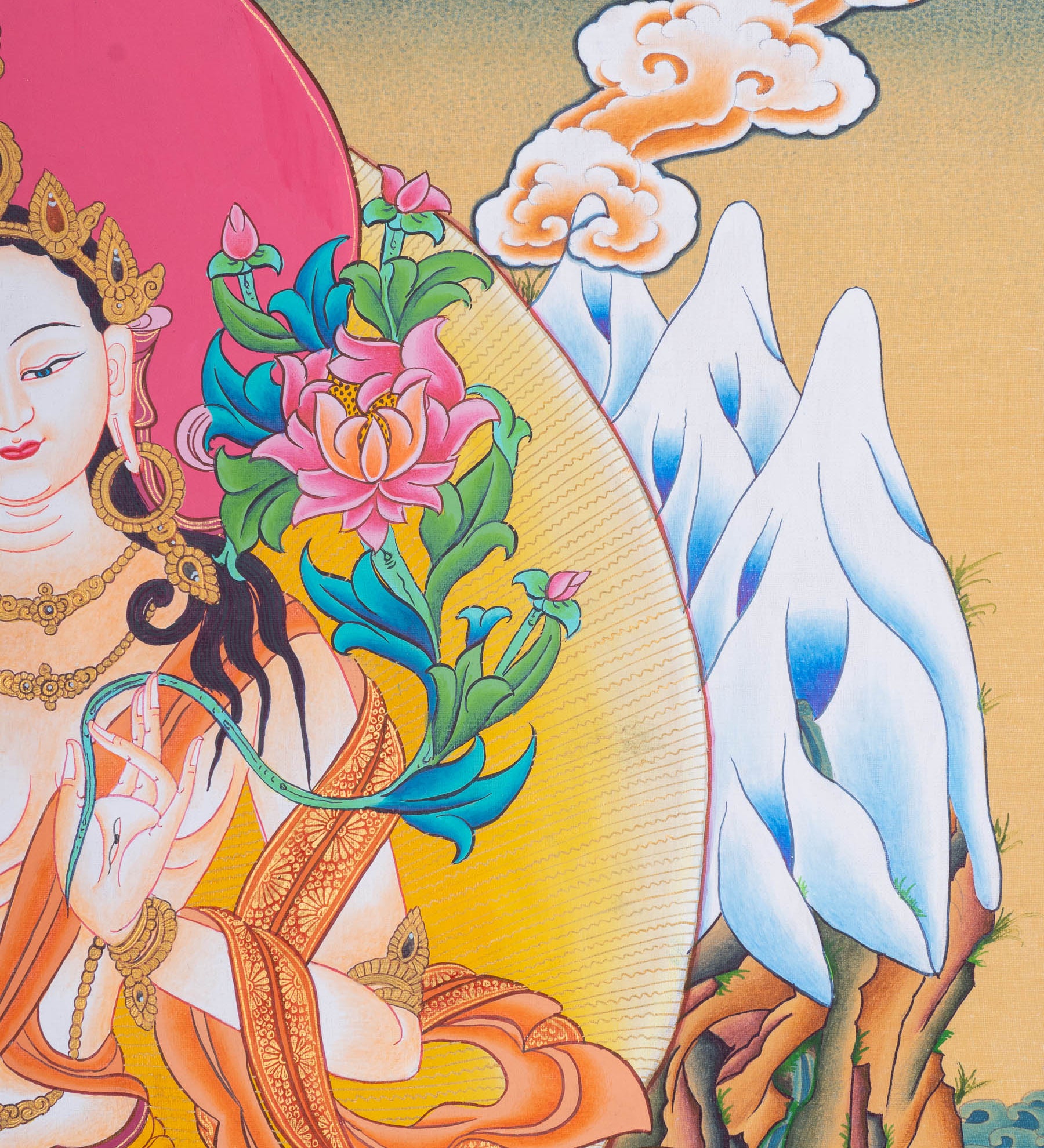 White Tara Thangka - Tibetan Painting