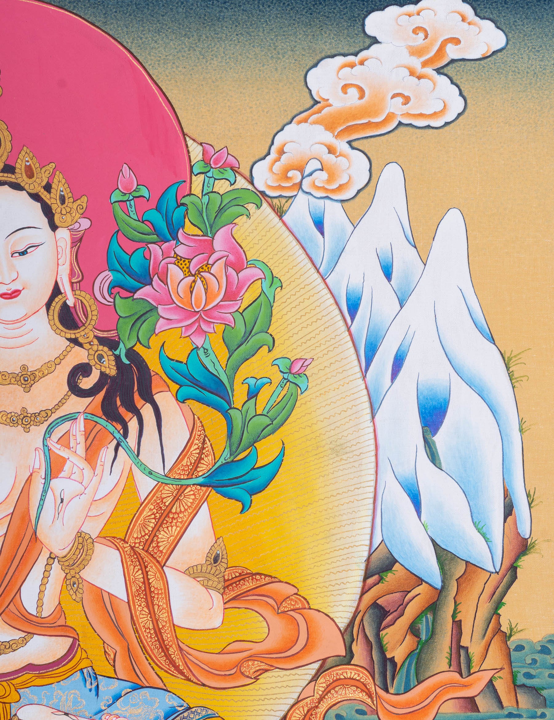 White Tara Thangka - Tibetan Painting