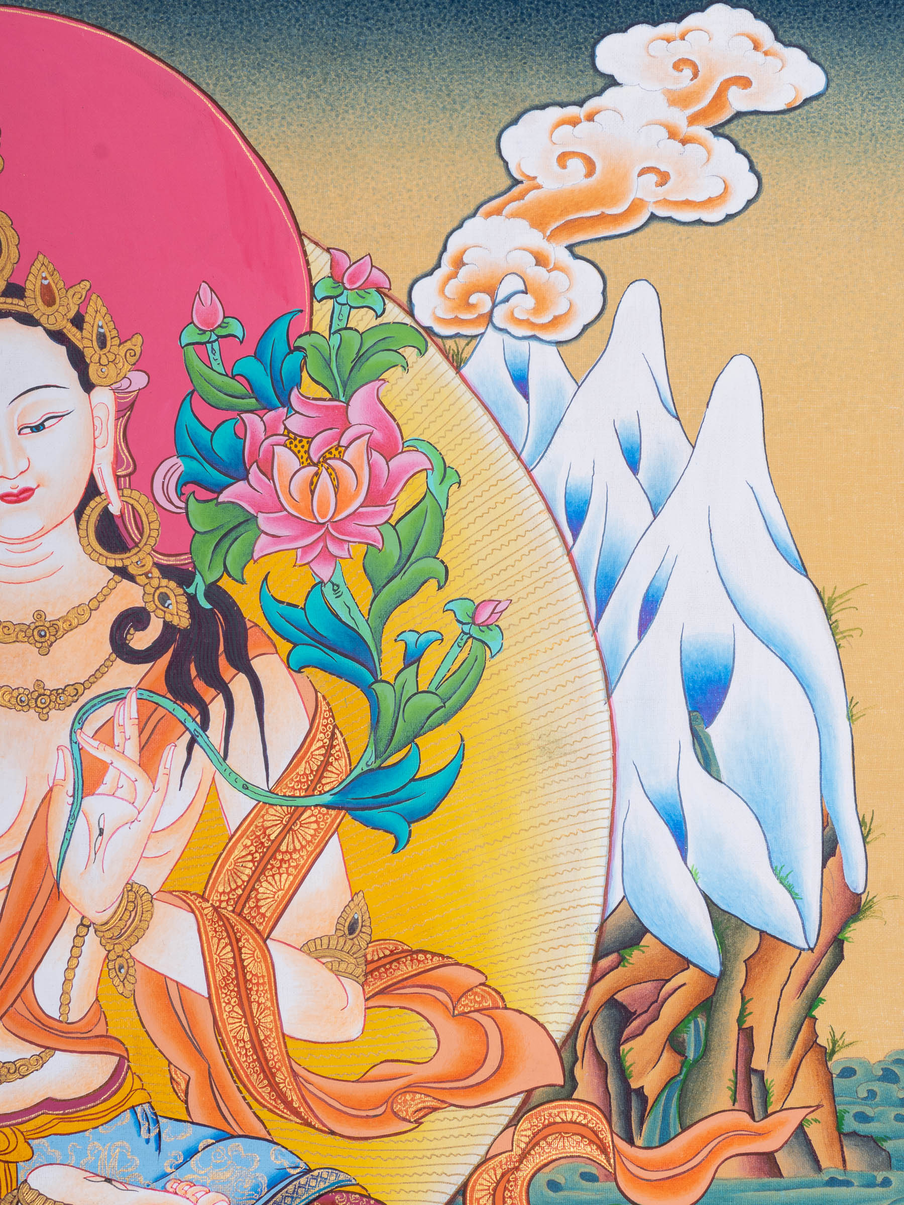 White Tara Thangka - Tibetan Painting