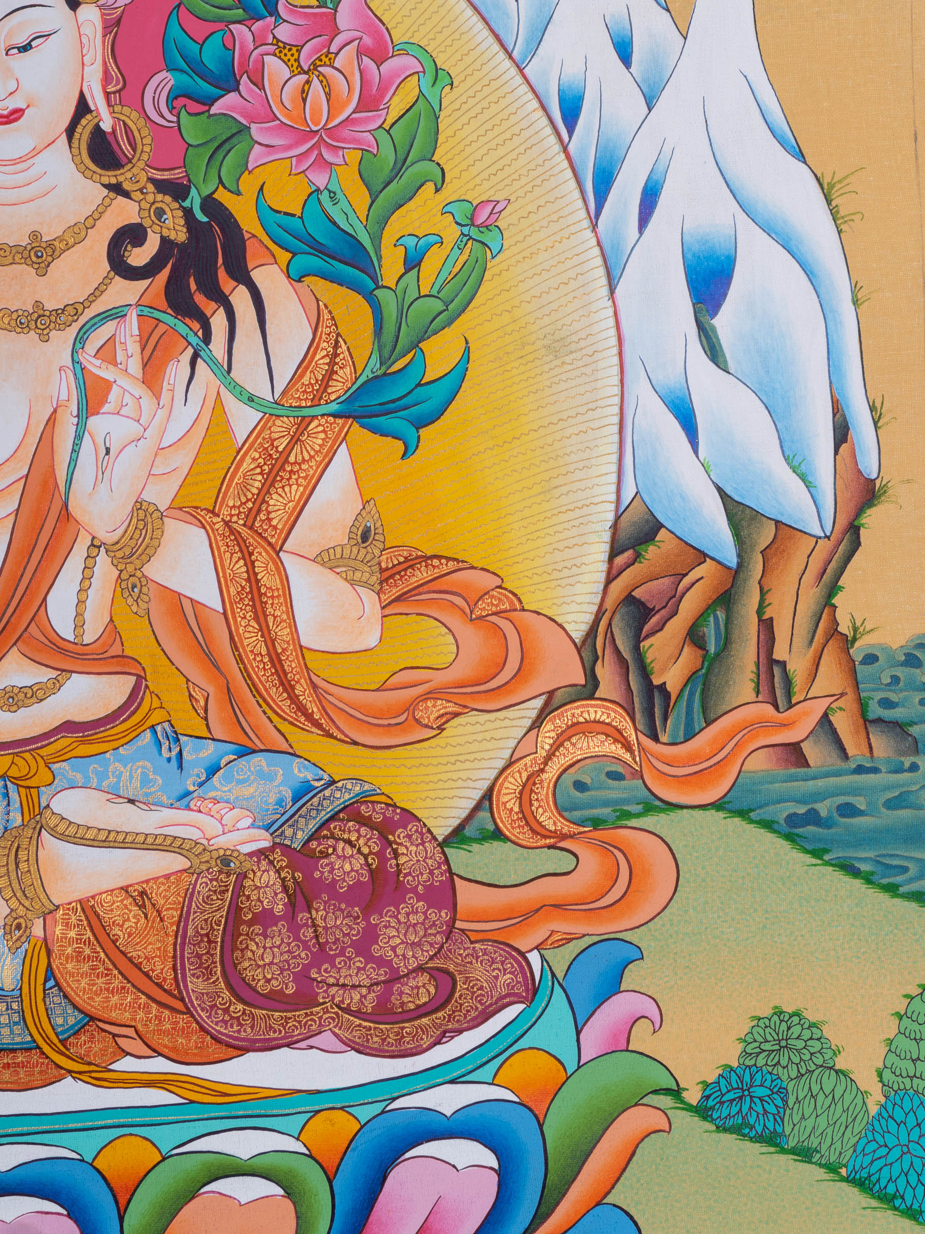 White Tara Thangka - Tibetan Painting