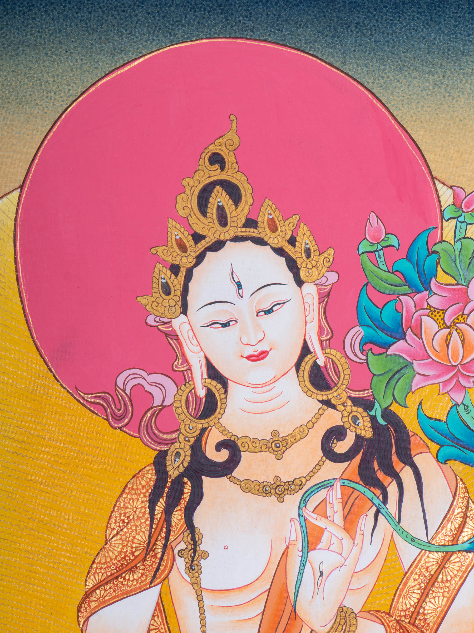 White Tara Thangka - Tibetan Painting