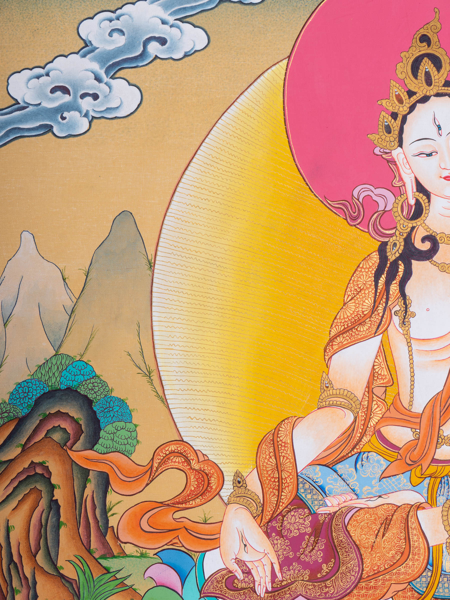 White Tara Thangka - Tibetan Painting