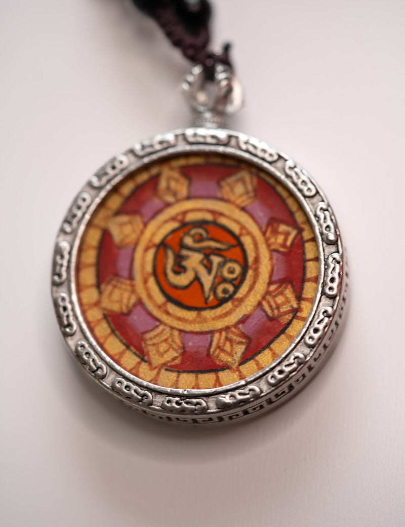 Tibetan Om Ghau Thangka with Locket