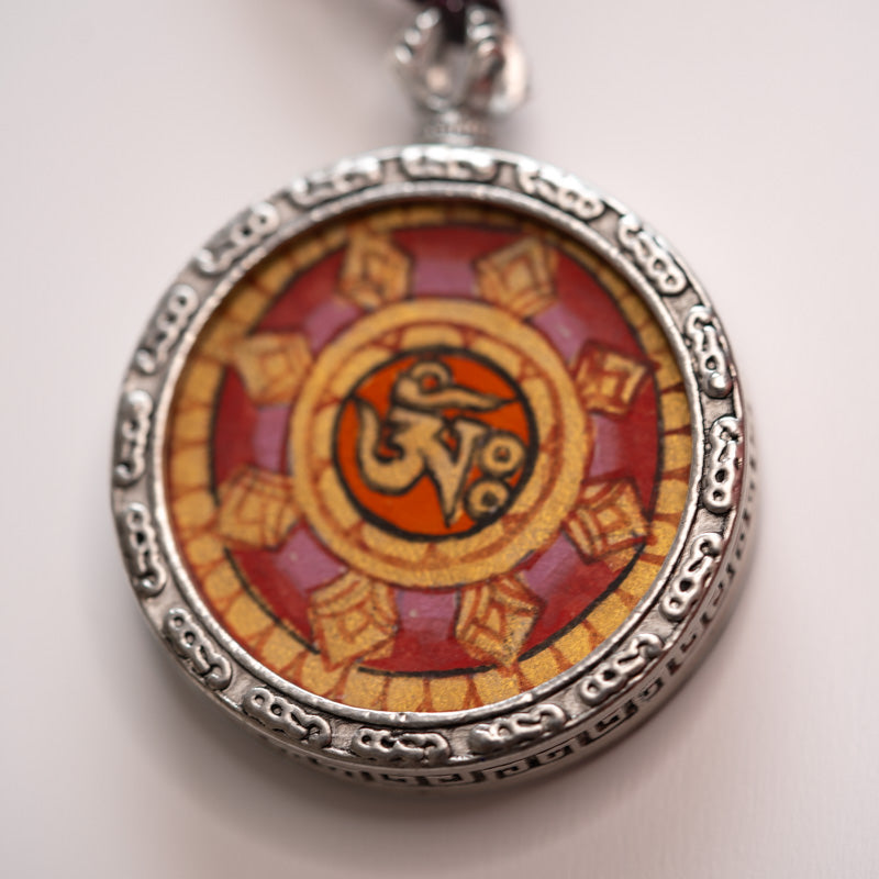 Tibetan Om Ghau Thangka with Locket