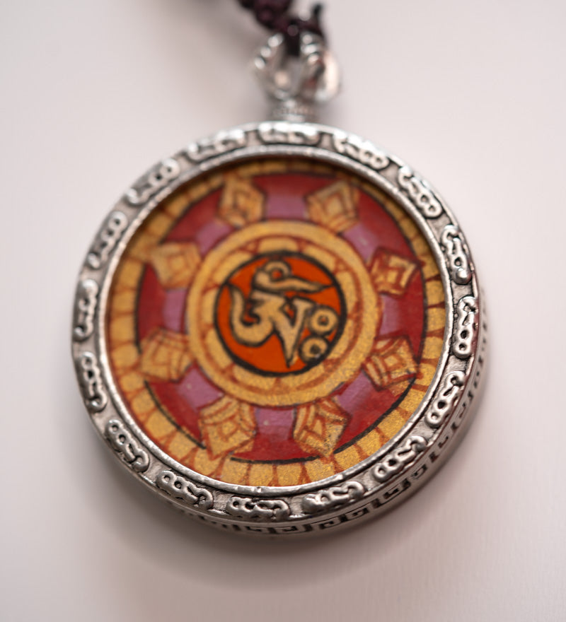 Tibetan Om Ghau Thangka with Locket