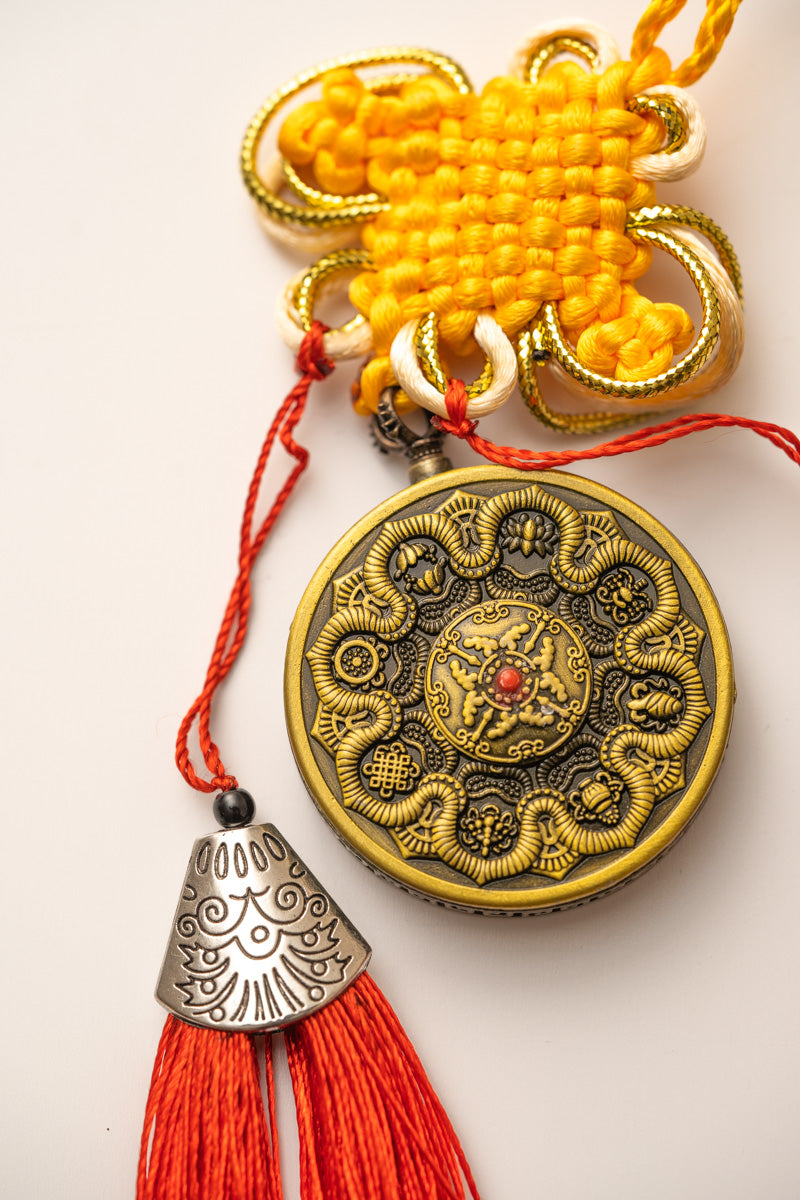 Tibetan Om Mantra Locket with Tassel