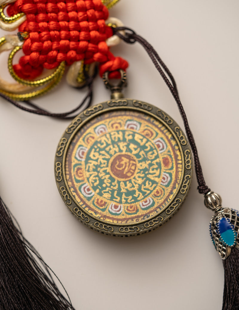 Tibetan Om Mantra Locket with Tassel