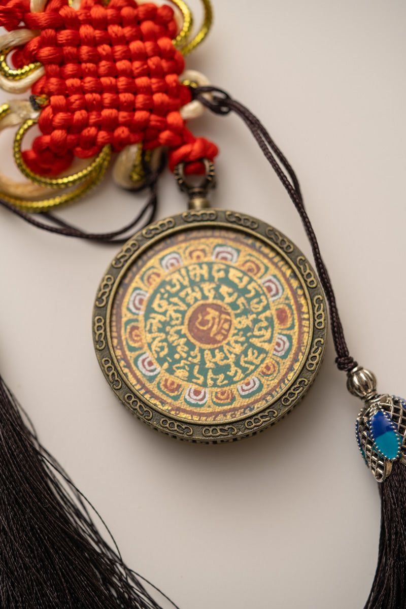 Tibetan Om Mantra Locket with Tassel