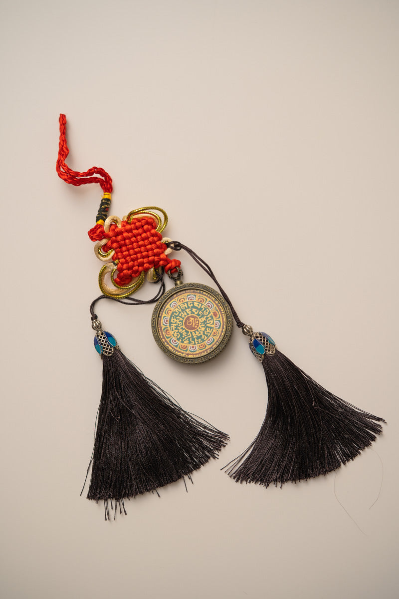 Tibetan Om Mantra Locket with Tassel