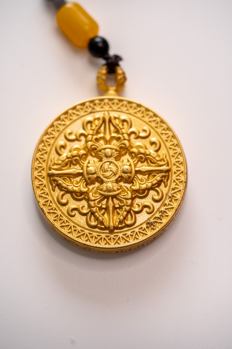  Endless Knot Symbol Ghau Thangka with Locket 