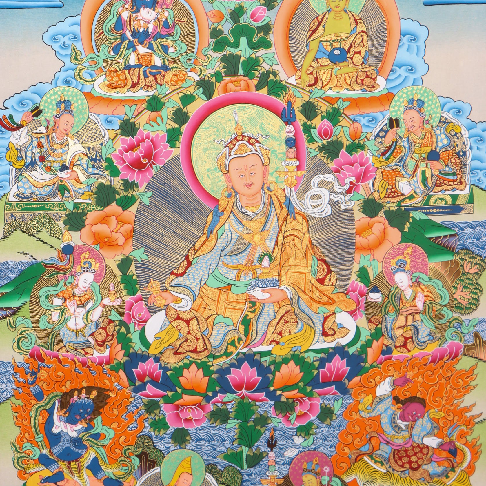 Guru Rinpoche Thangka Nyigma Lineage for tantric Buddhism practice