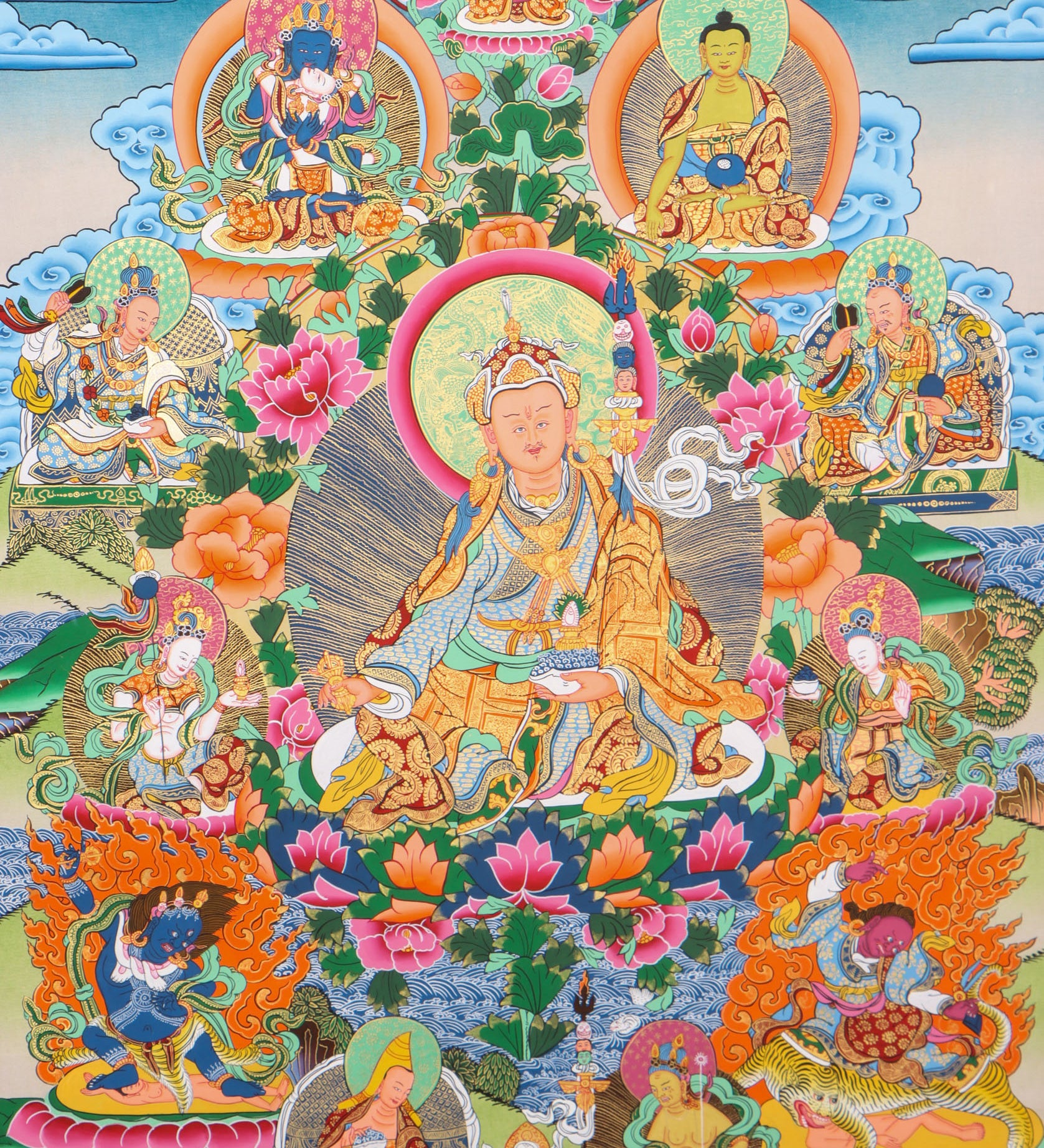 Guru Rinpoche Thangka Nyigma Lineage for tantric Buddhism practice