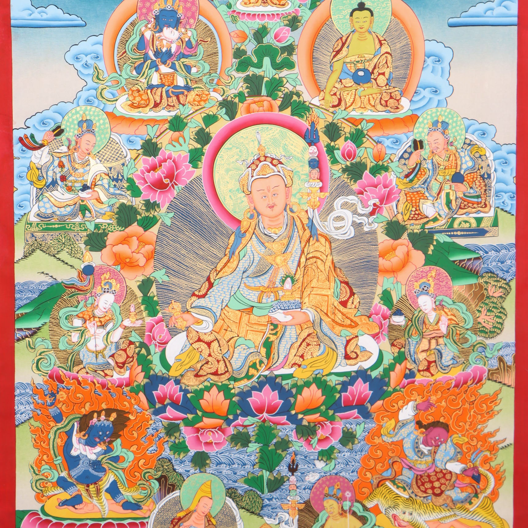 Guru Rinpoche Thangka serves as a tool for meditation in tantric Buddhism