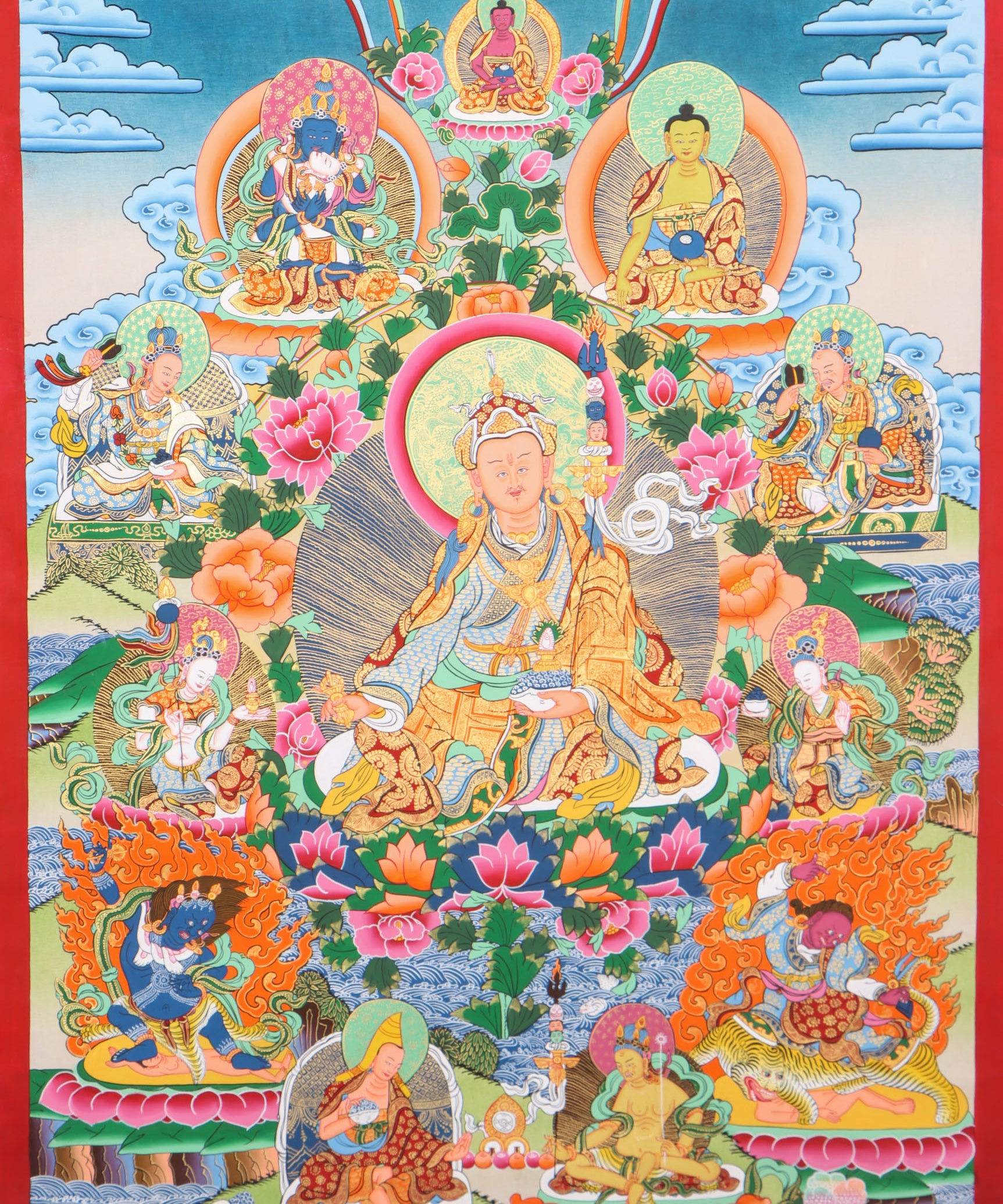 Guru Rinpoche Thangka serves as a tool for meditation in tantric Buddhism