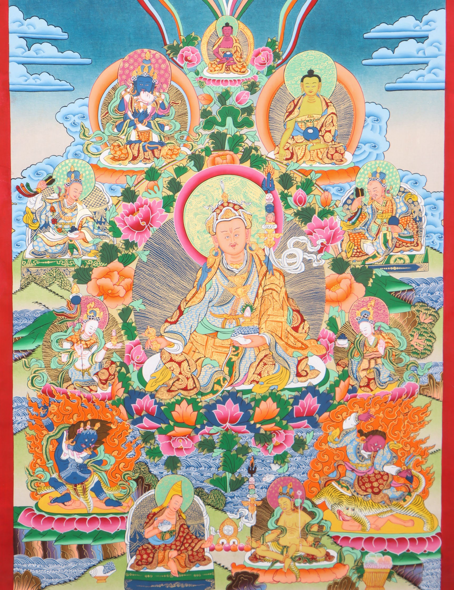 Guru Rinpoche Thangka serves as a tool for meditation in tantric Buddhism