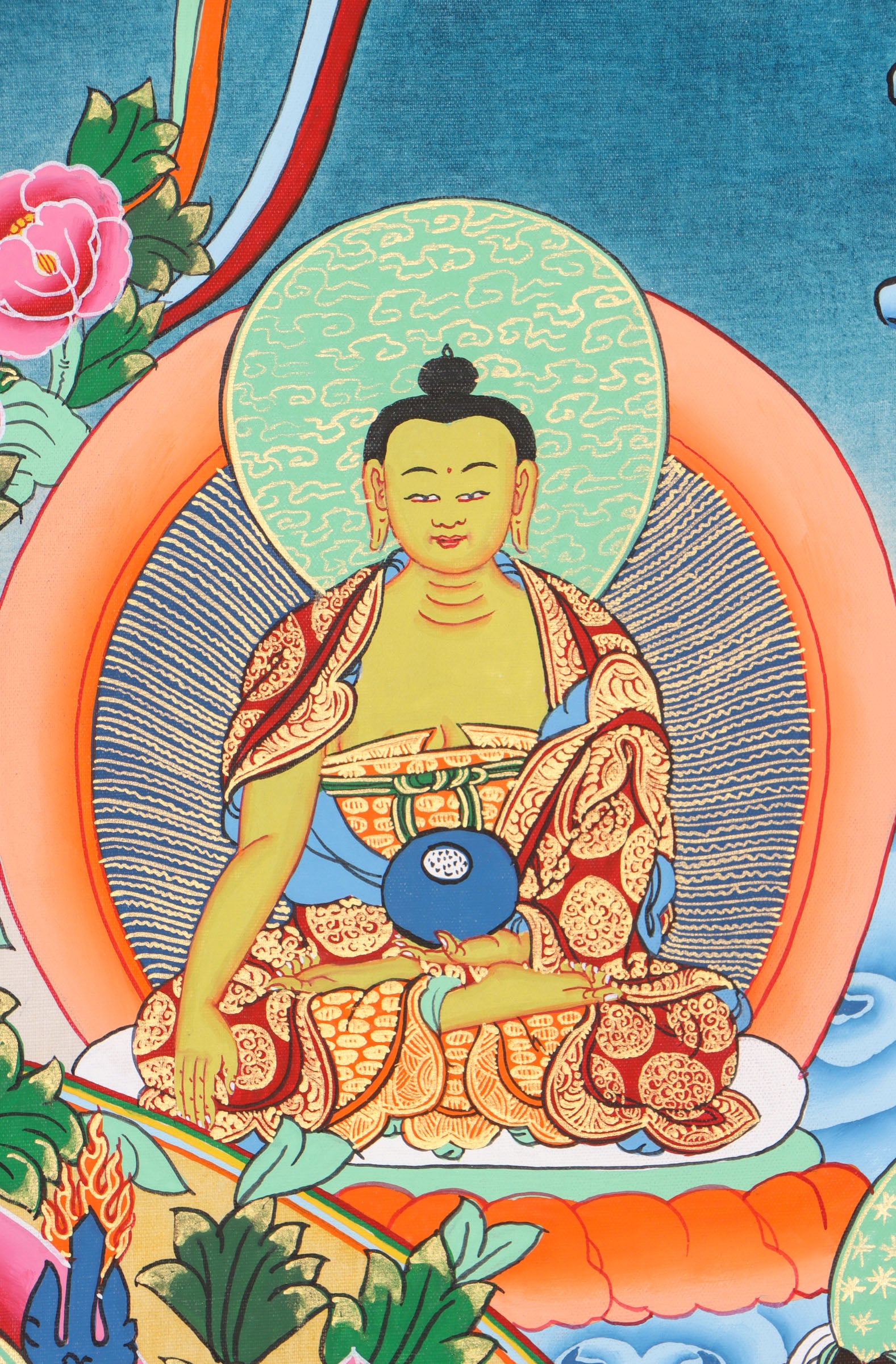 Guru Rinpoche Thangka serves as a tool for meditation,.