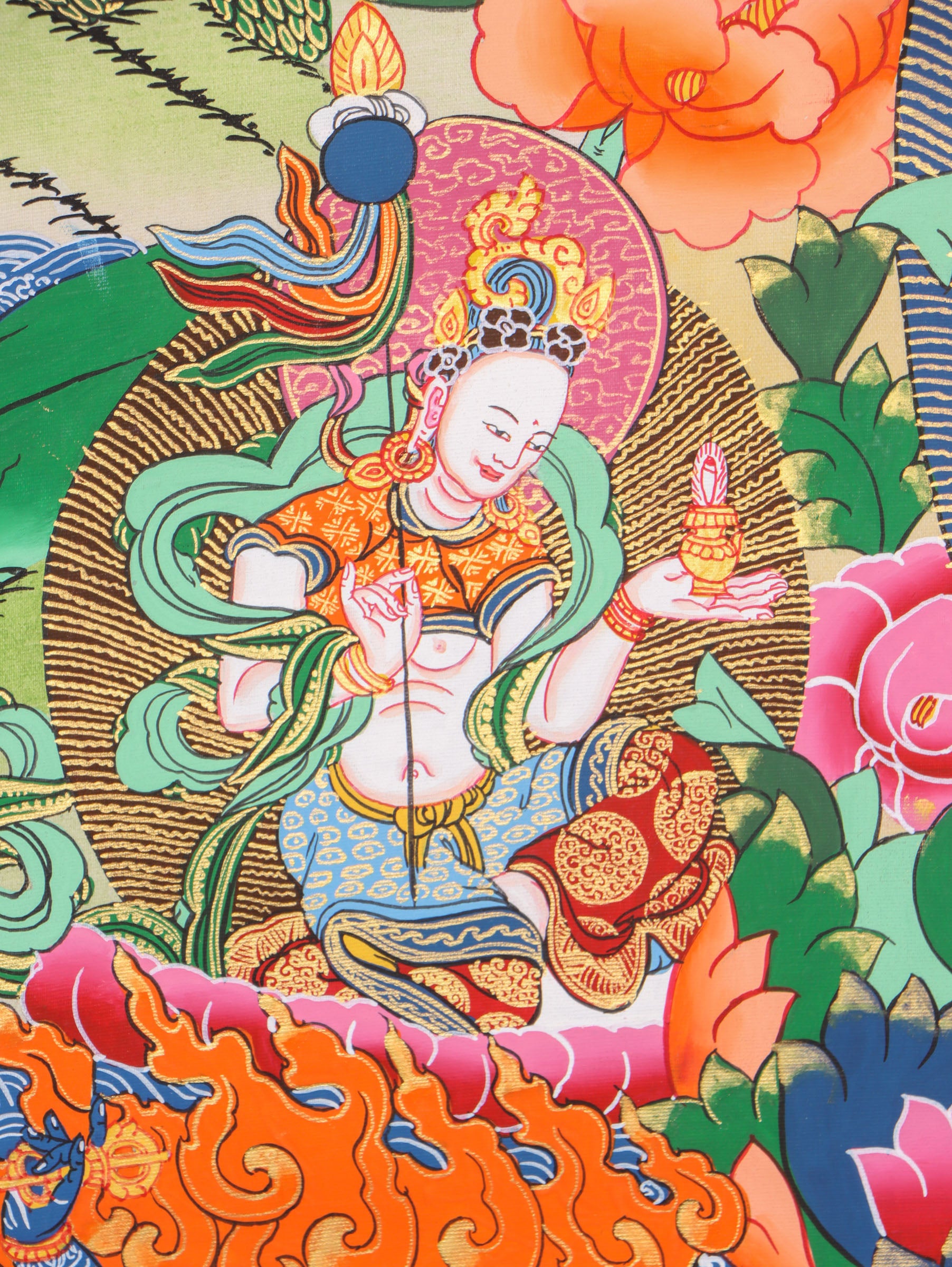 Guru Rinpoche Thangka serves as a tool for meditation,.