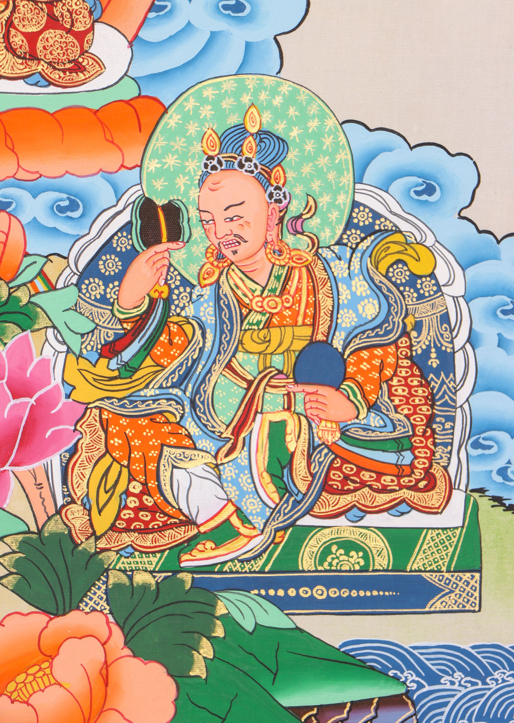 Guru Rinpoche Thangka serves as a tool for meditation,.