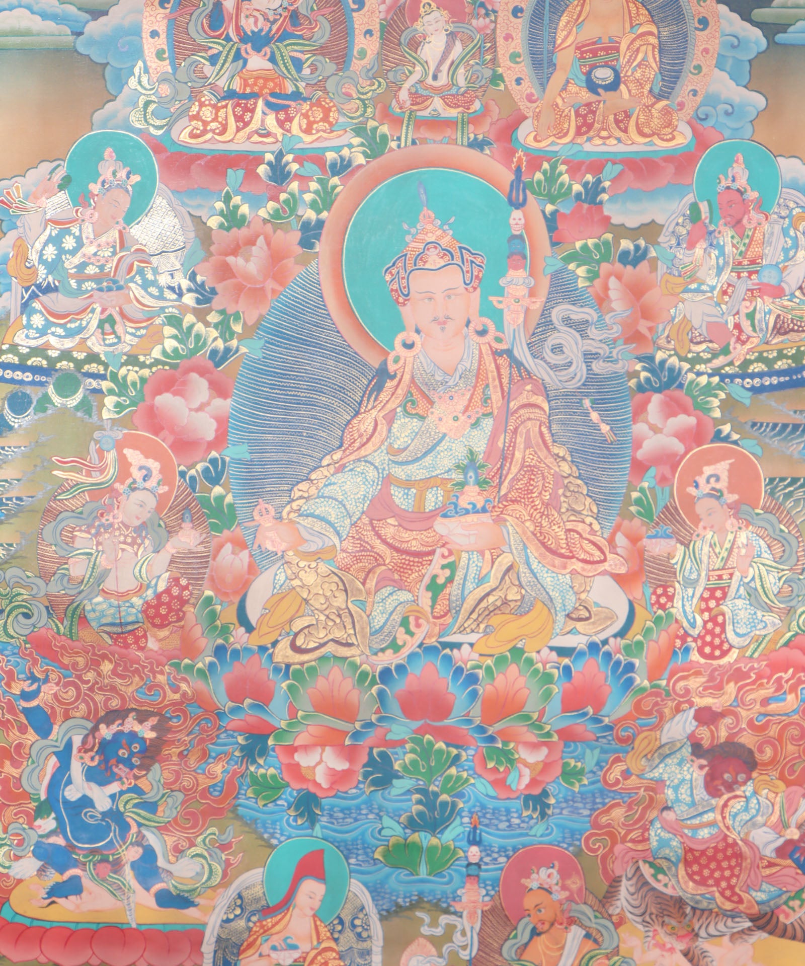 Guru Rinpoche Thangka for spiritual devotion, contemplation, and motivation.