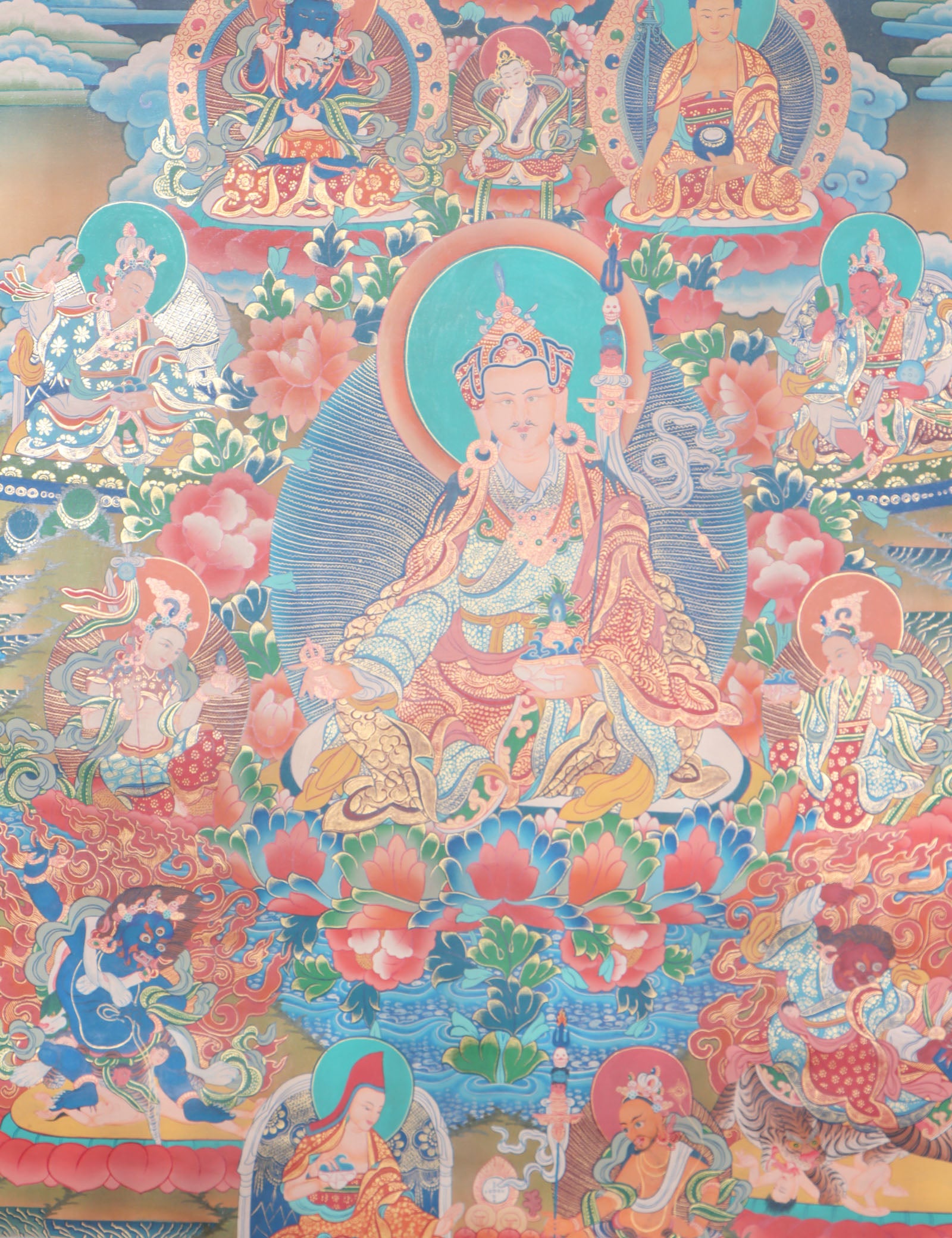 Guru Rinpoche Thangka for spiritual devotion, contemplation, and motivation.