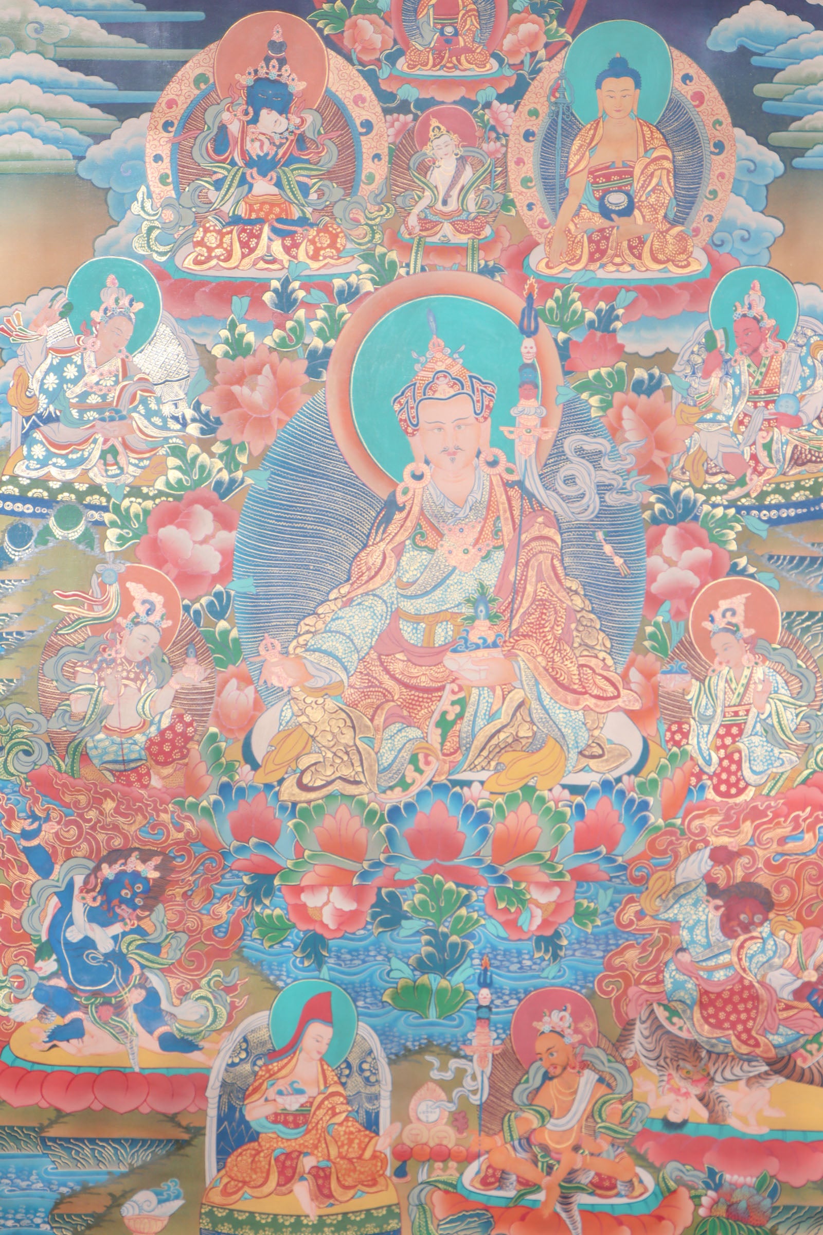 Guru Rinpoche Thangka for spiritual devotion, contemplation, and motivation.