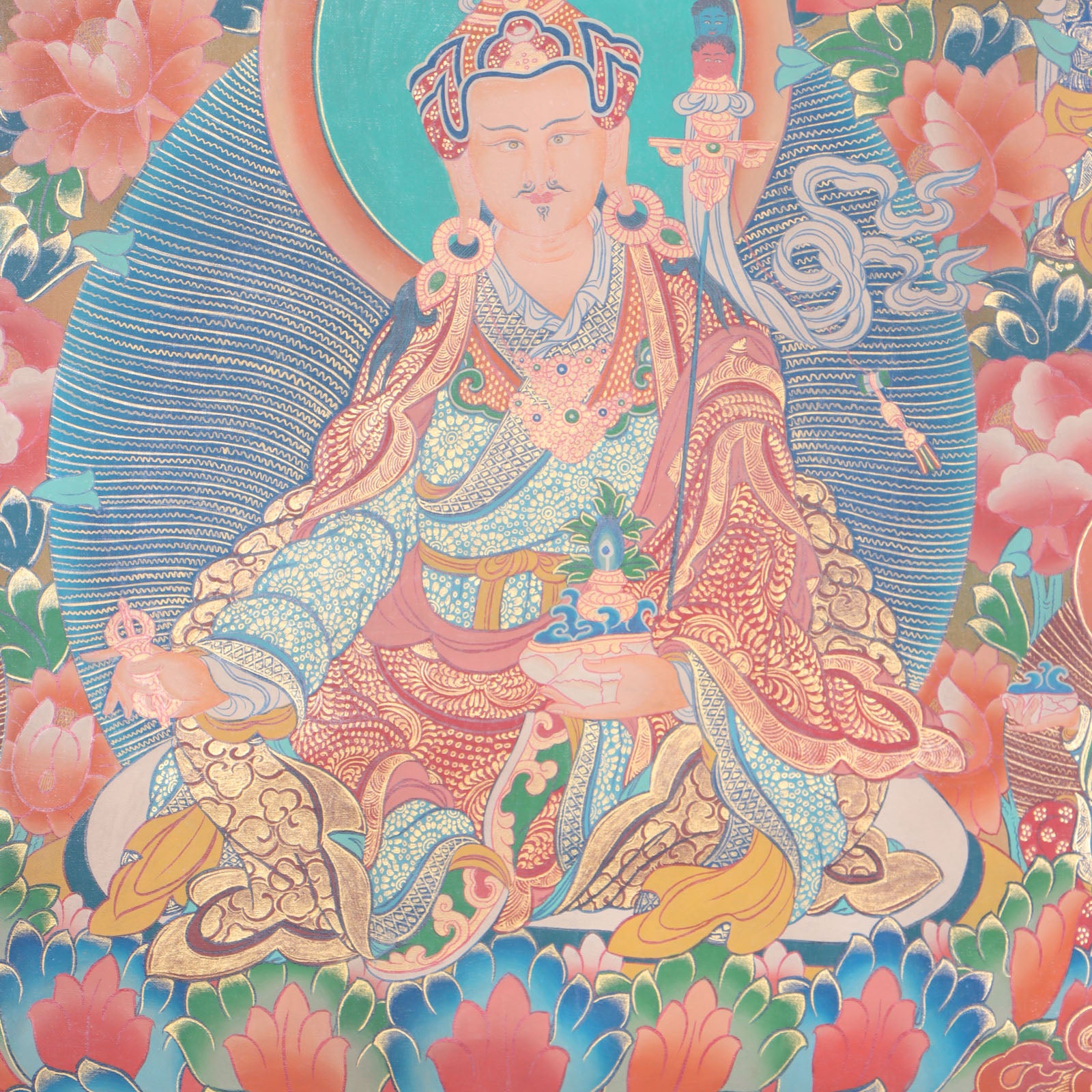 Guru Rinpoche Thangka for spiritual devotion, contemplation, and motivation.