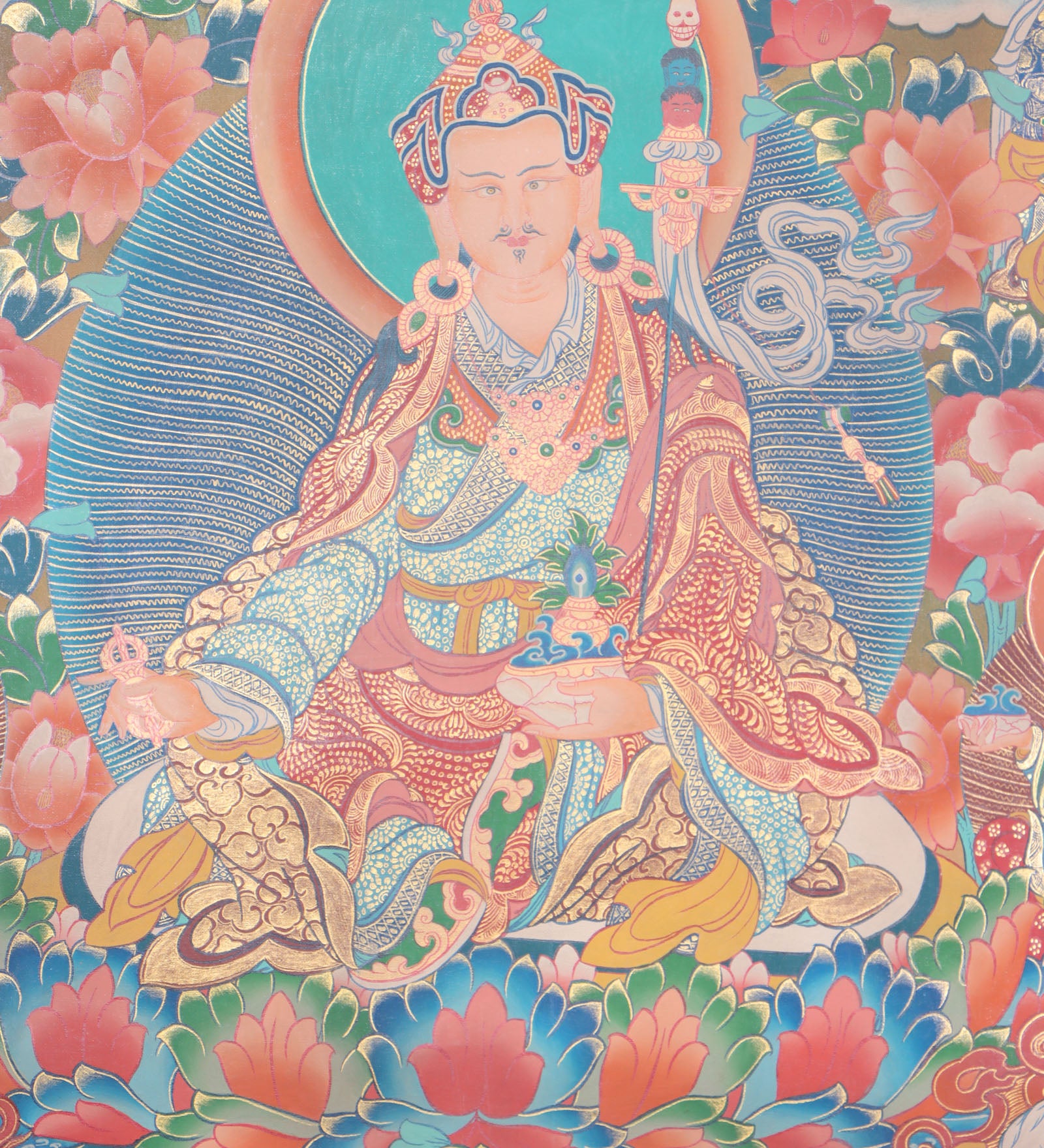 Guru Rinpoche Thangka for spiritual devotion, contemplation, and motivation.