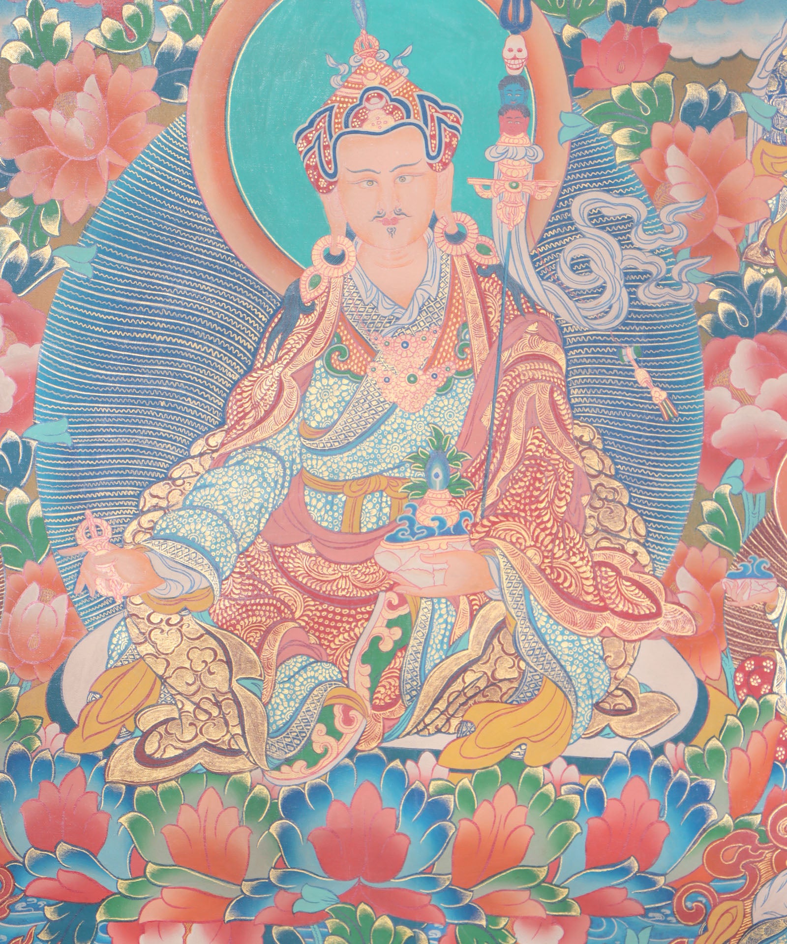 Guru Rinpoche Thangka for spiritual devotion, contemplation, and motivation.