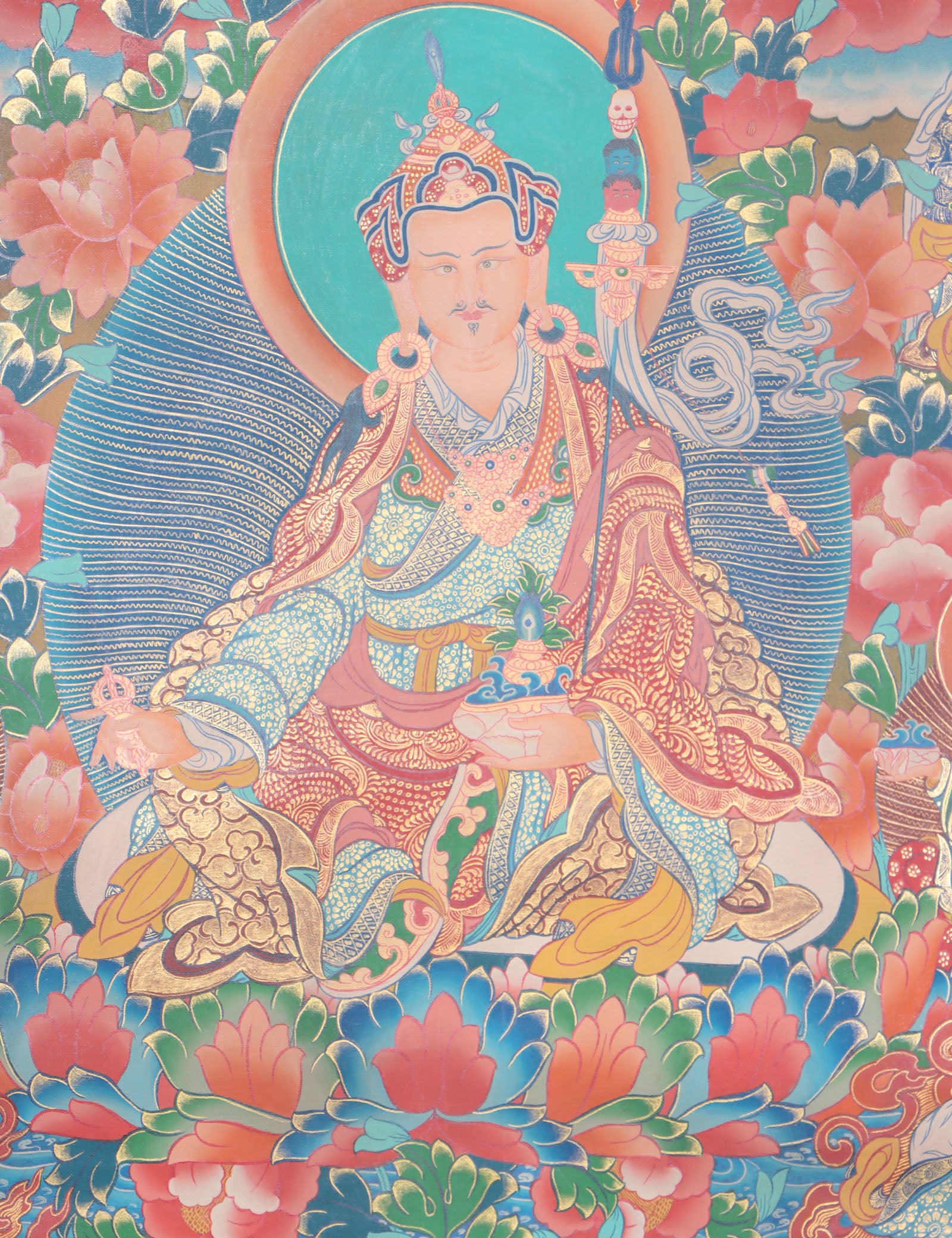 Guru Rinpoche Thangka for spiritual devotion, contemplation, and motivation.