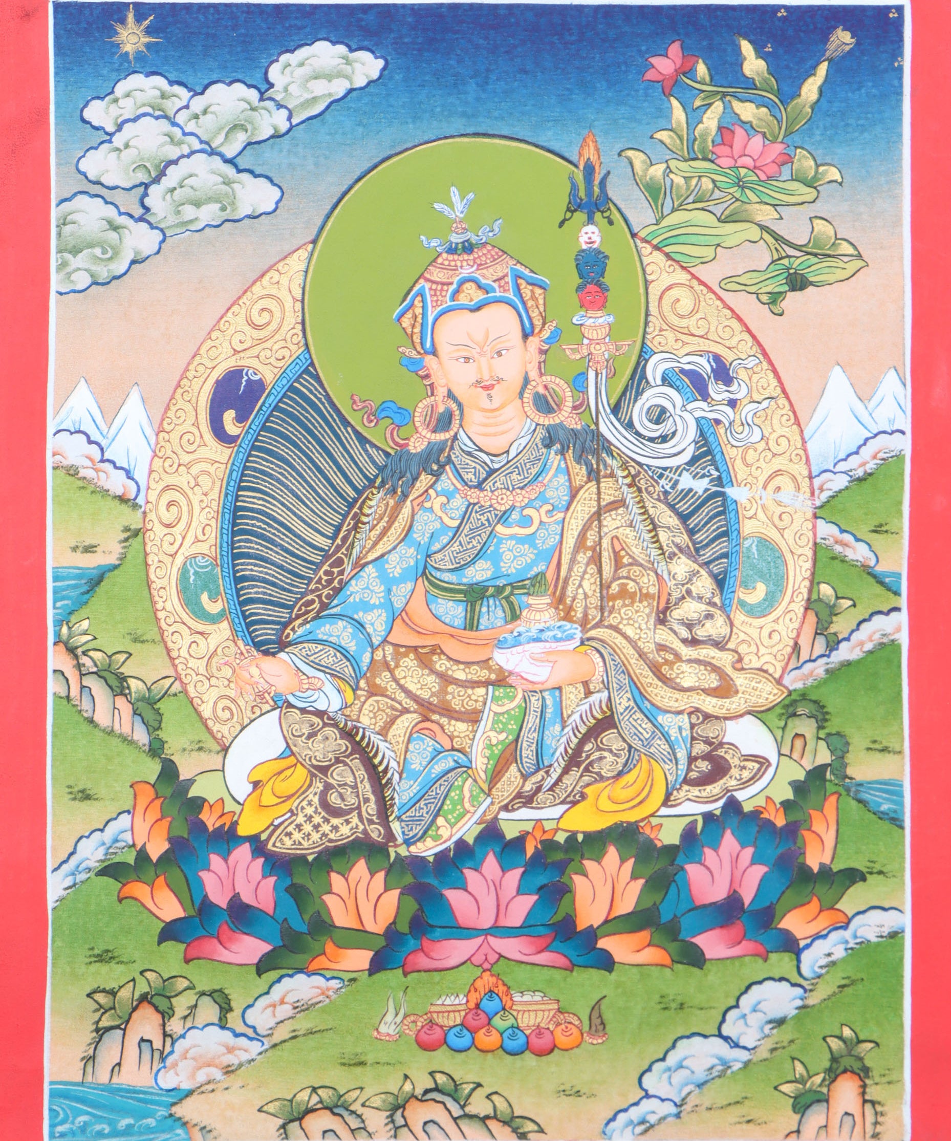 Guru thangka painting is a masterpiece that reflects the beauty and wisdom of the Himalayan culture.