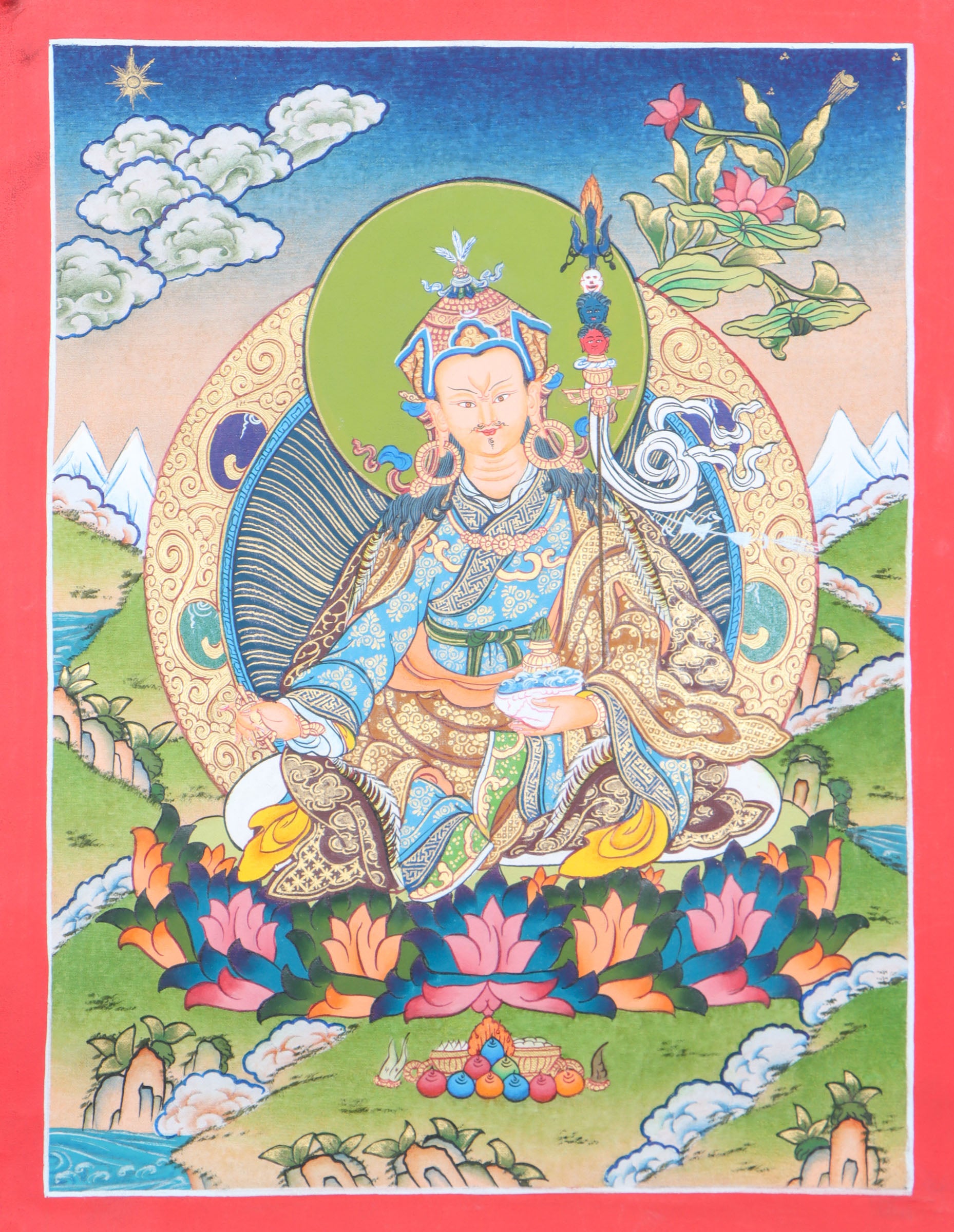 Guru thangka painting is a masterpiece that reflects the beauty and wisdom of the Himalayan culture.