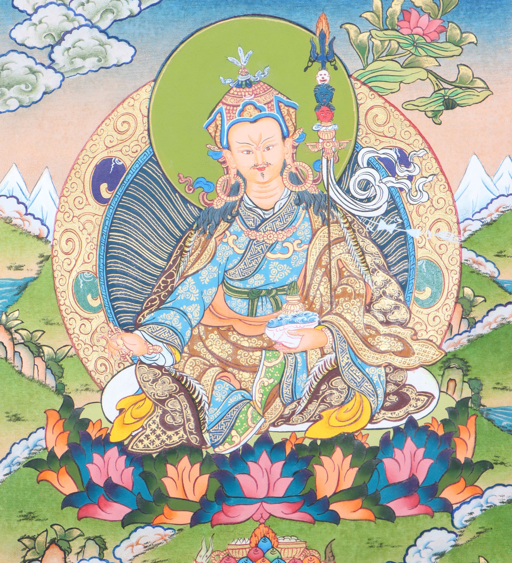 Guru thangka painting is a masterpiece that reflects the beauty and wisdom of the Himalayan culture.